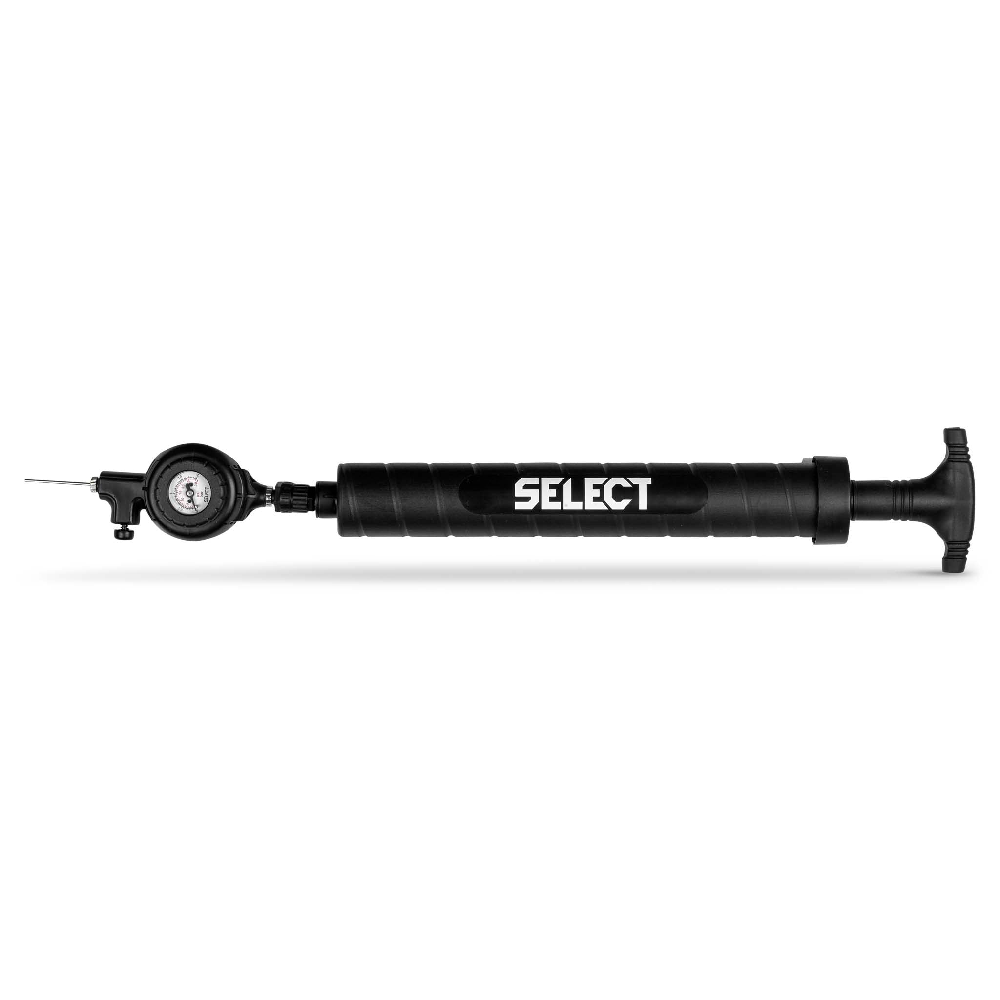 Black mechanical pressure gauge with ball pump, training equipment, shown from front with white SELECT logo.
