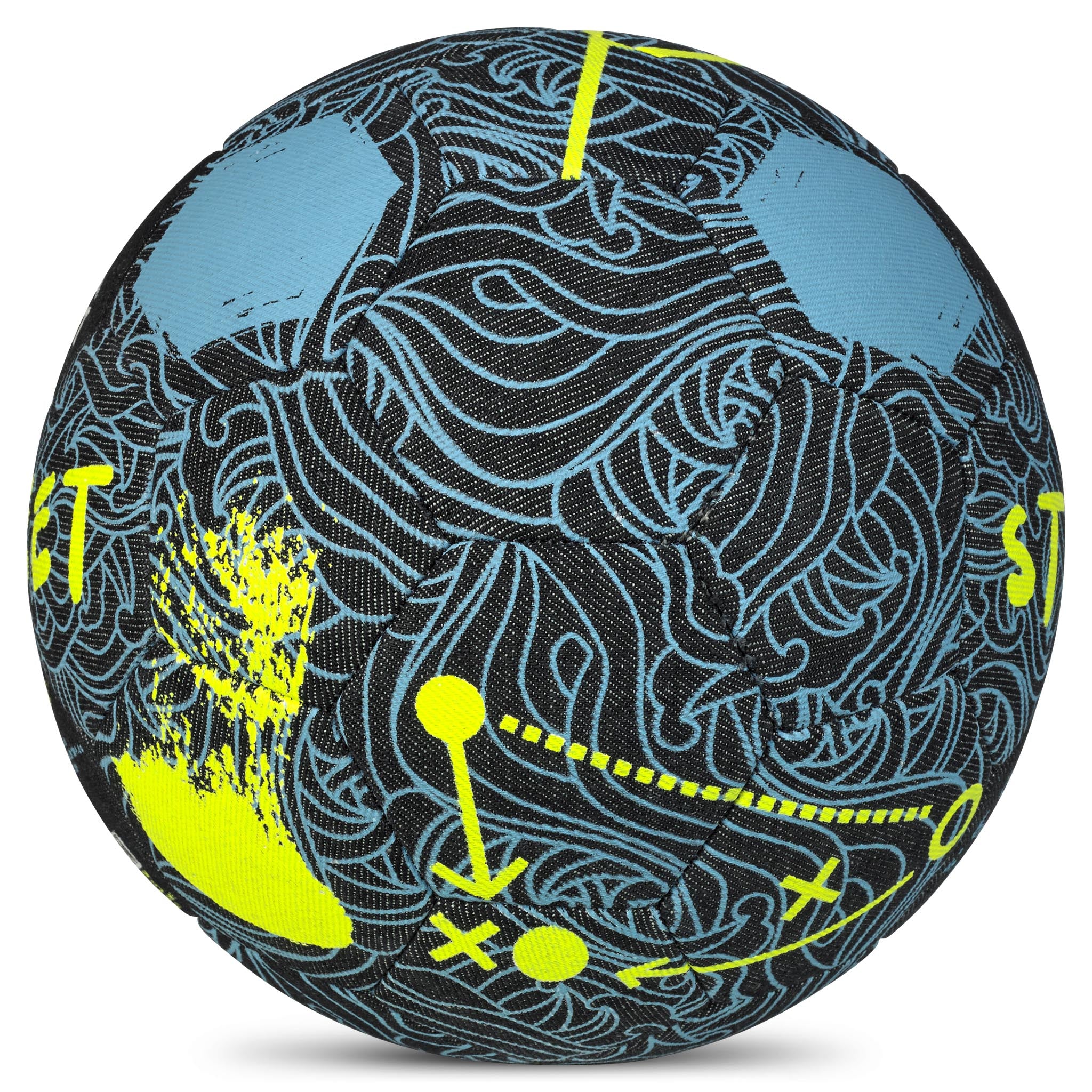 FB Street v24 football, right side, navy blue with light blue and yellow swirl patterns