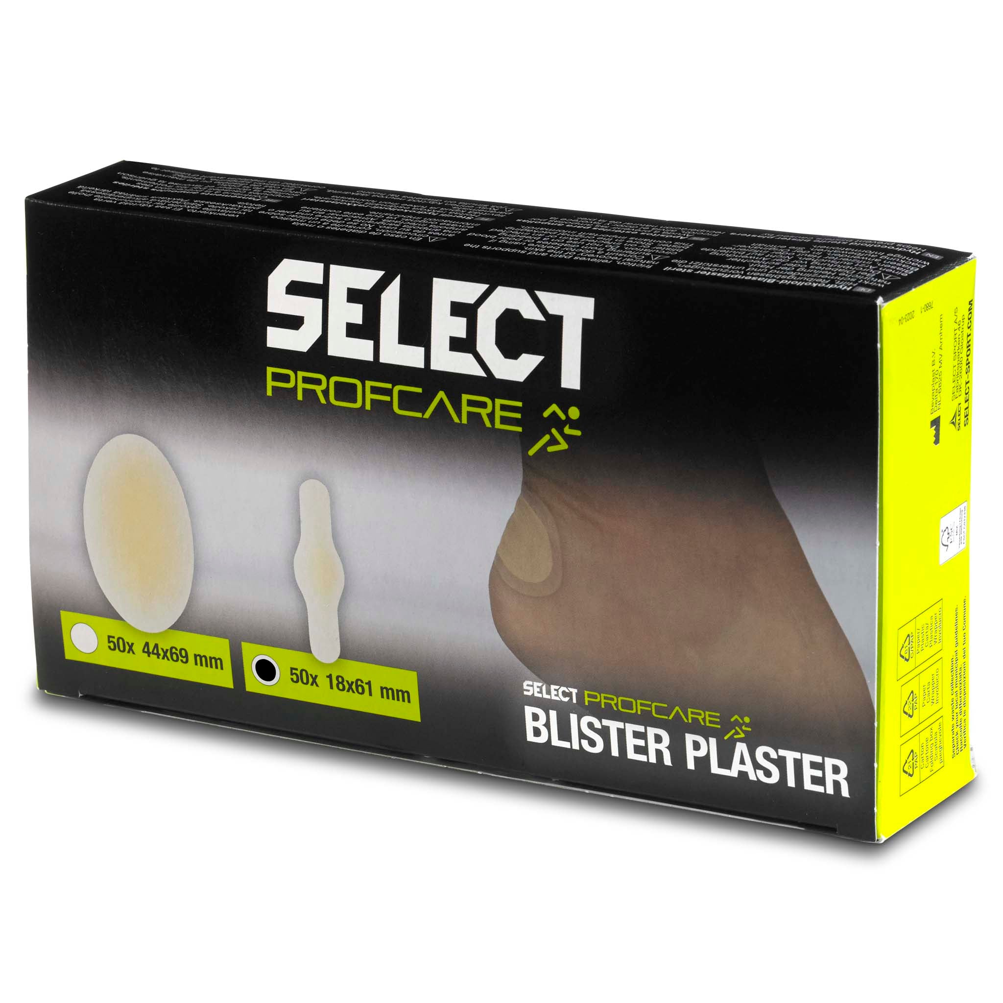 Blister plaster small 50/pack, Sports care, black and white Select Profcare box, front page view