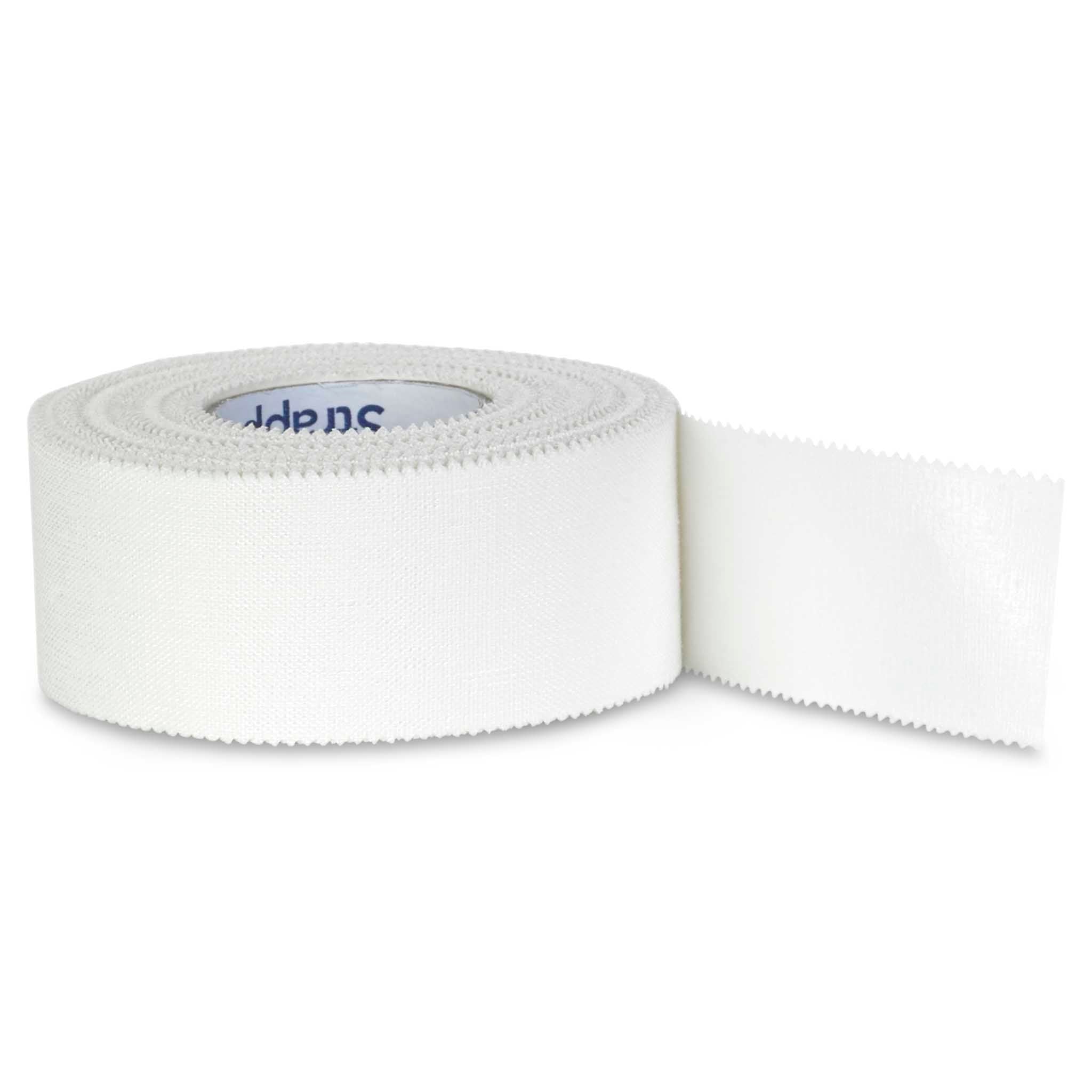 Front page of white Strappal sportstape 36-pack, sports care product for football, shown as a single unrolled tape roll.