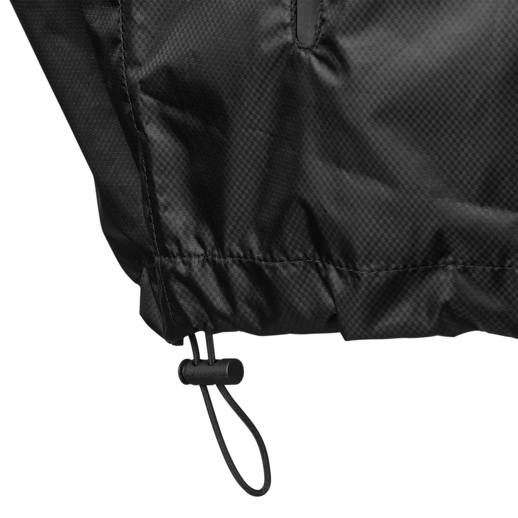 Nærbillede af All-weather jacket Monaco v24-kant med sort snortræk, Match & Training wear, sort fodbold