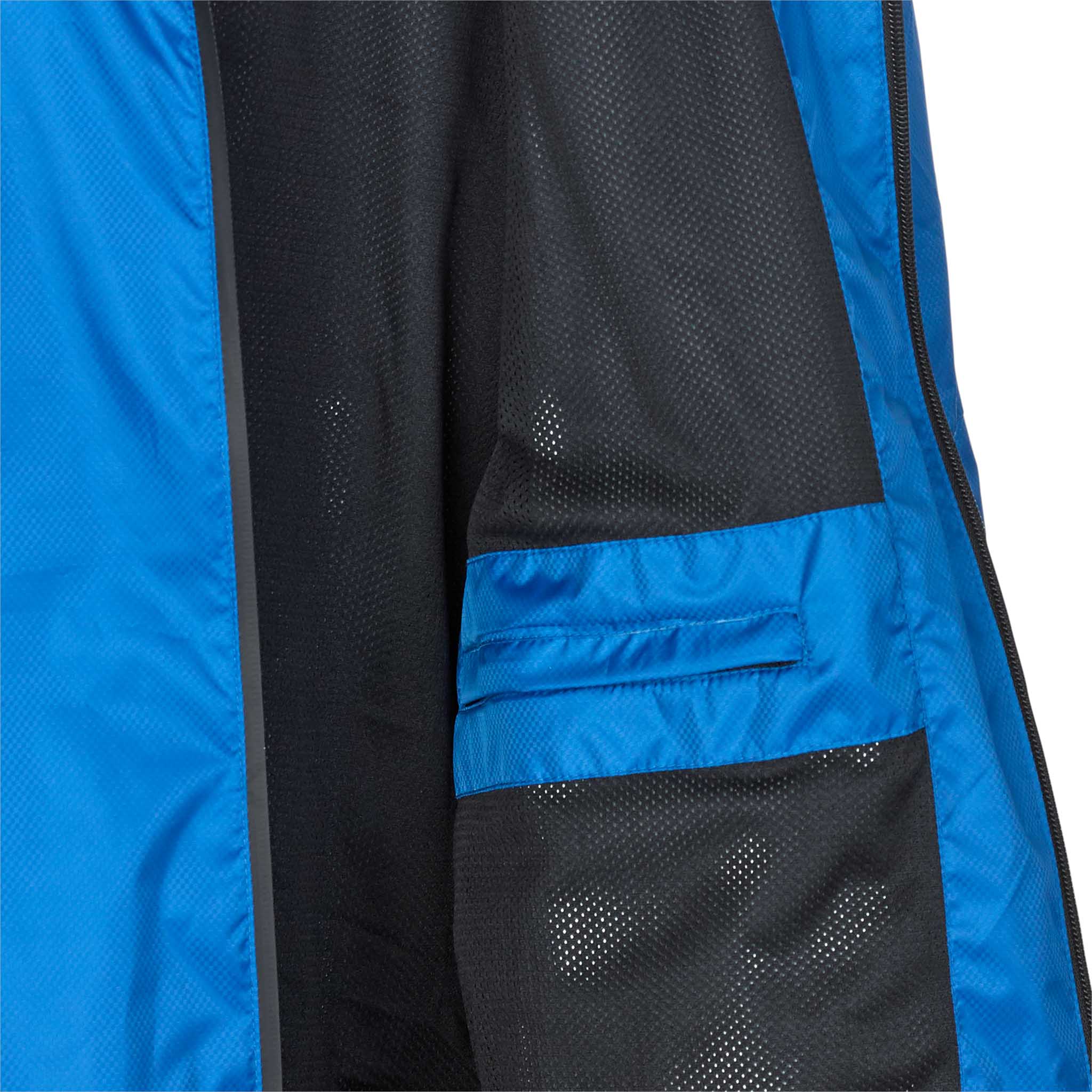 Nærbillede af All-weather jacket Monaco v24, Match & Training wear, med blåt og sort mesh-foer og inderlomme.