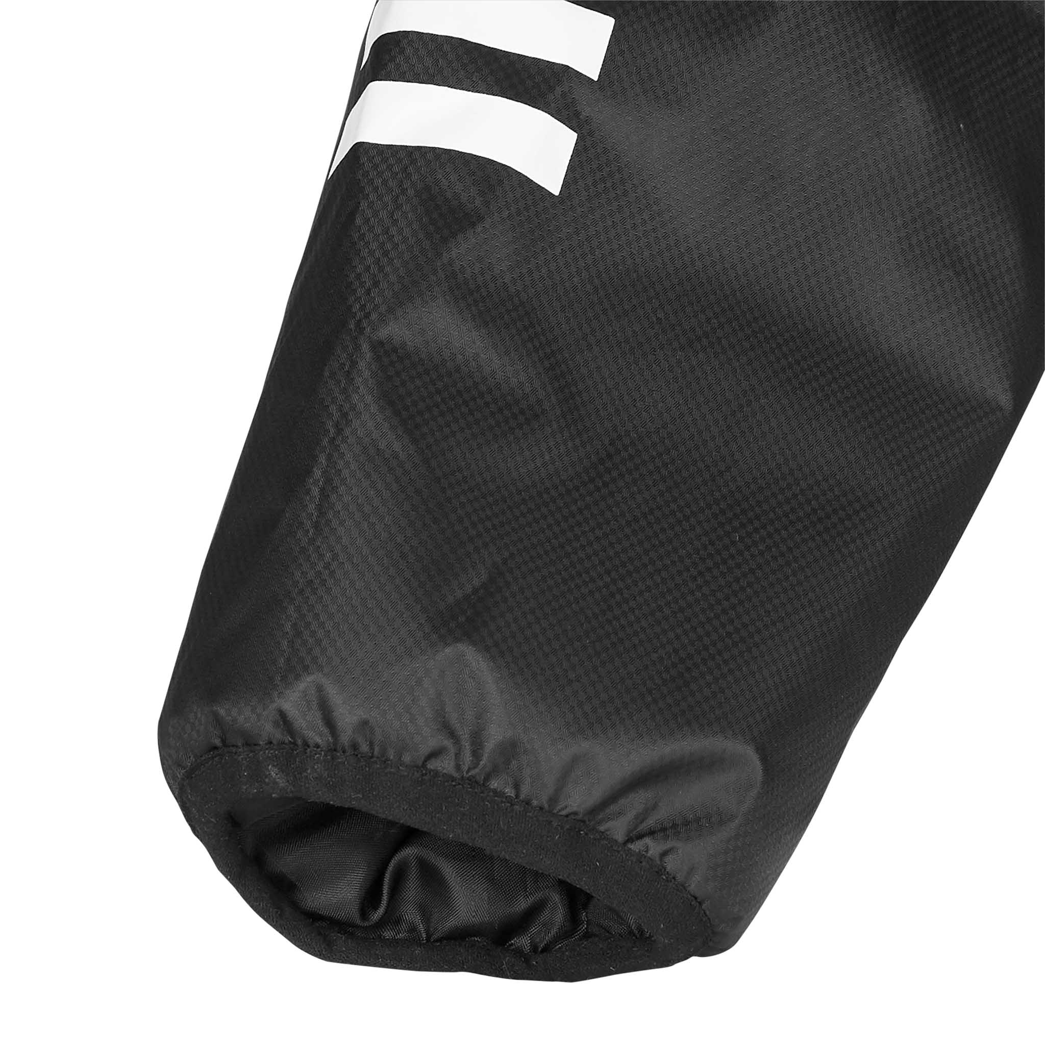 Closeup of black Functional jacket Monaco v24 cuff with white stripes, Match & Training wear
