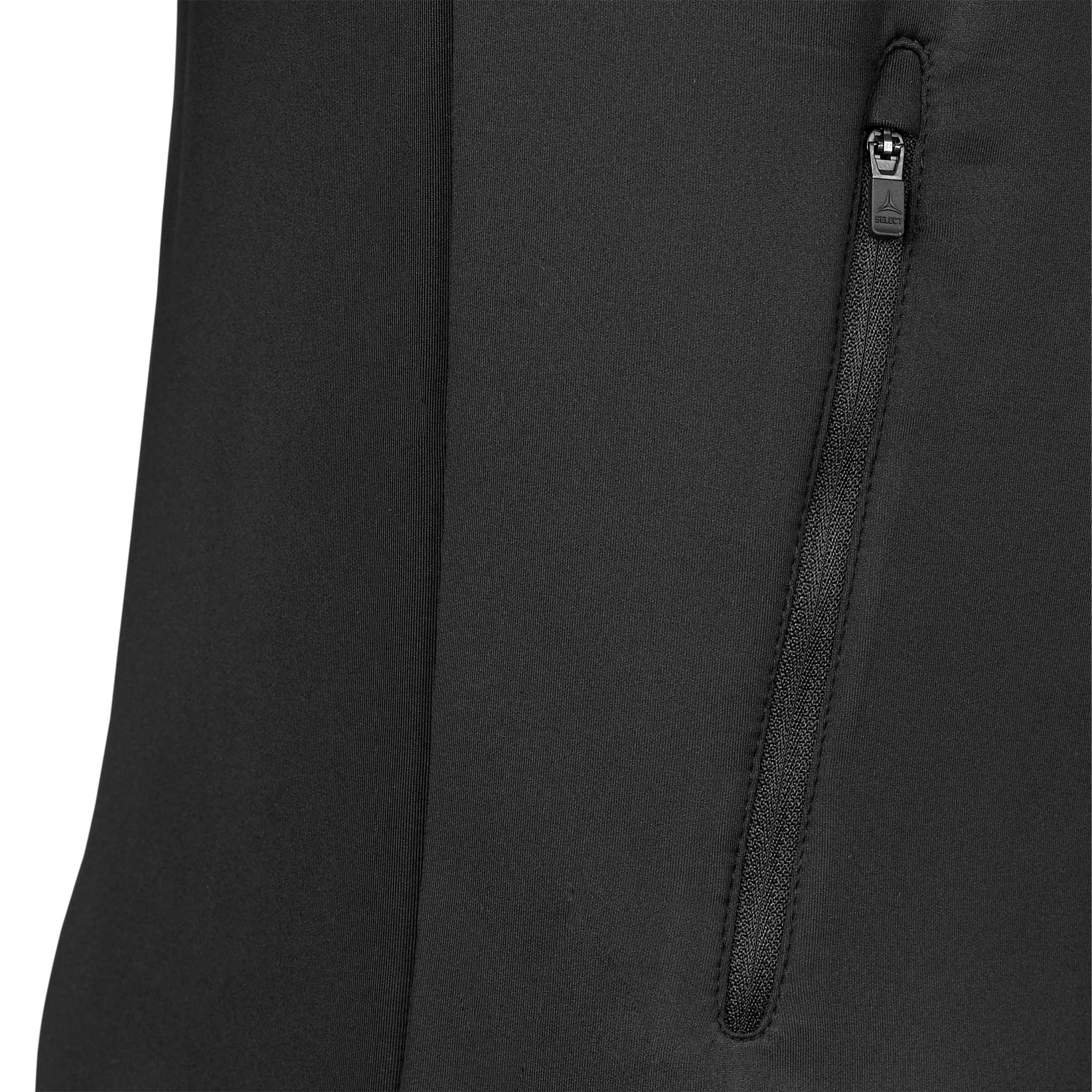 Closeup of black Zip hoodie Monaco v24 Match & Training wear, showing zipped pocket detail