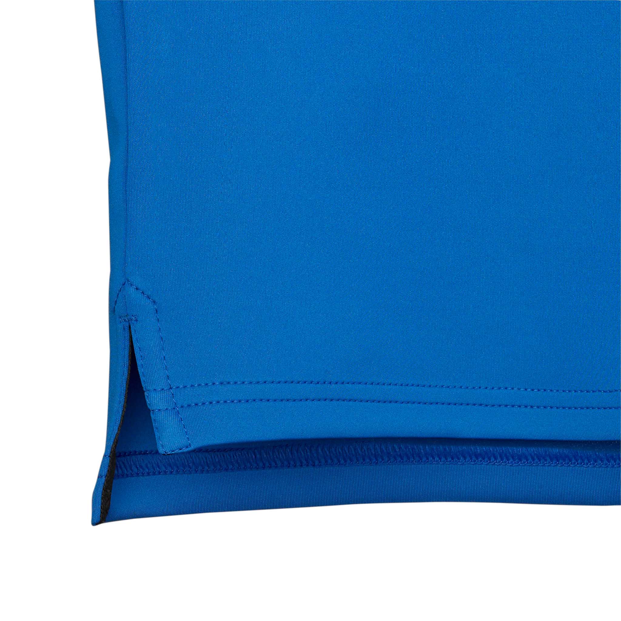 Closeup of blue Training sweat 1/2 zip Monaco v24, Match & Training wear, showing hem and side detail.