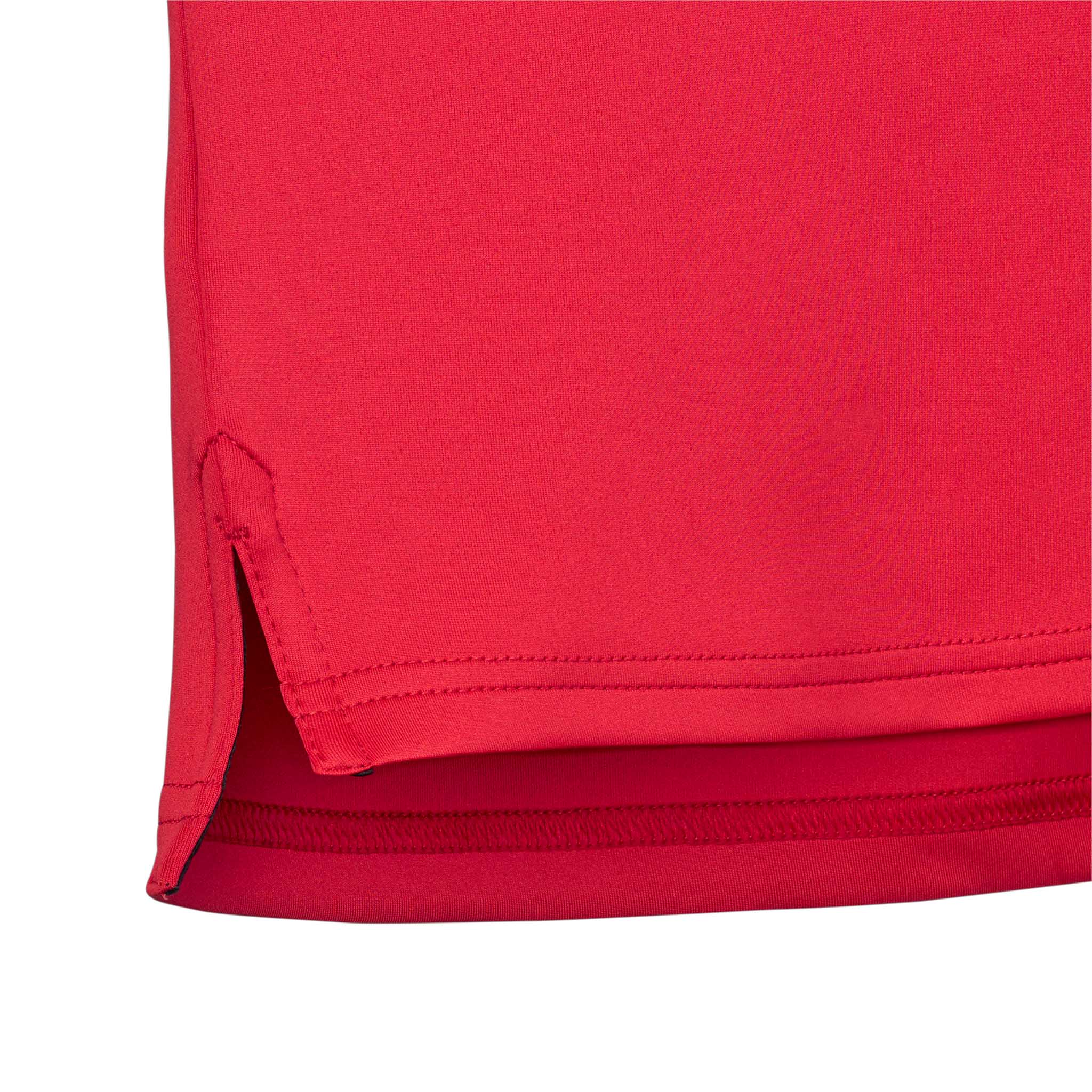 Closeup of red Training sweat 1/2 zip Monaco v24, Match & Training wear, showing hem and side seam detail.