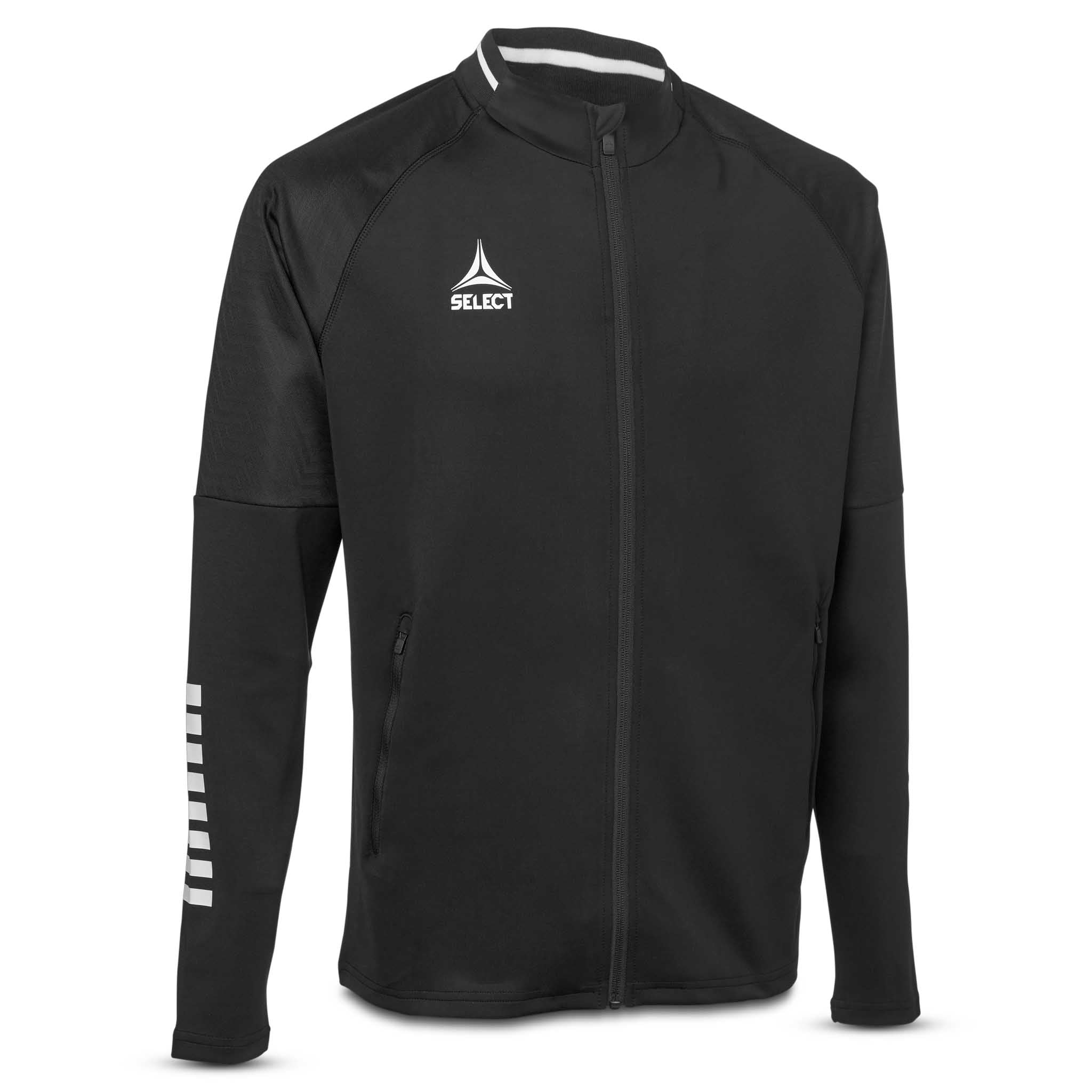 Black and white Zip jacket Monaco v24, football Match & Training wear, front view