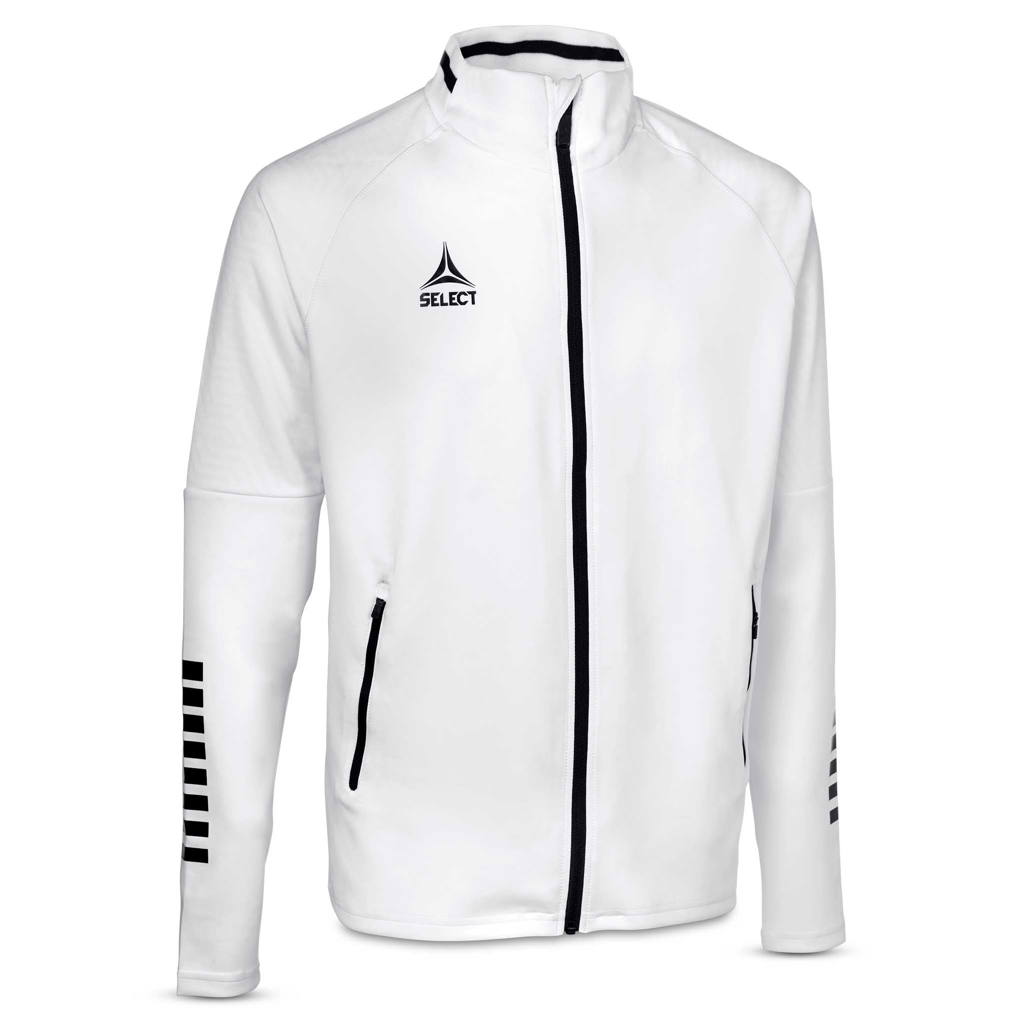 Front page of white and black Zip jacket Monaco v24, Match & Training wear for football