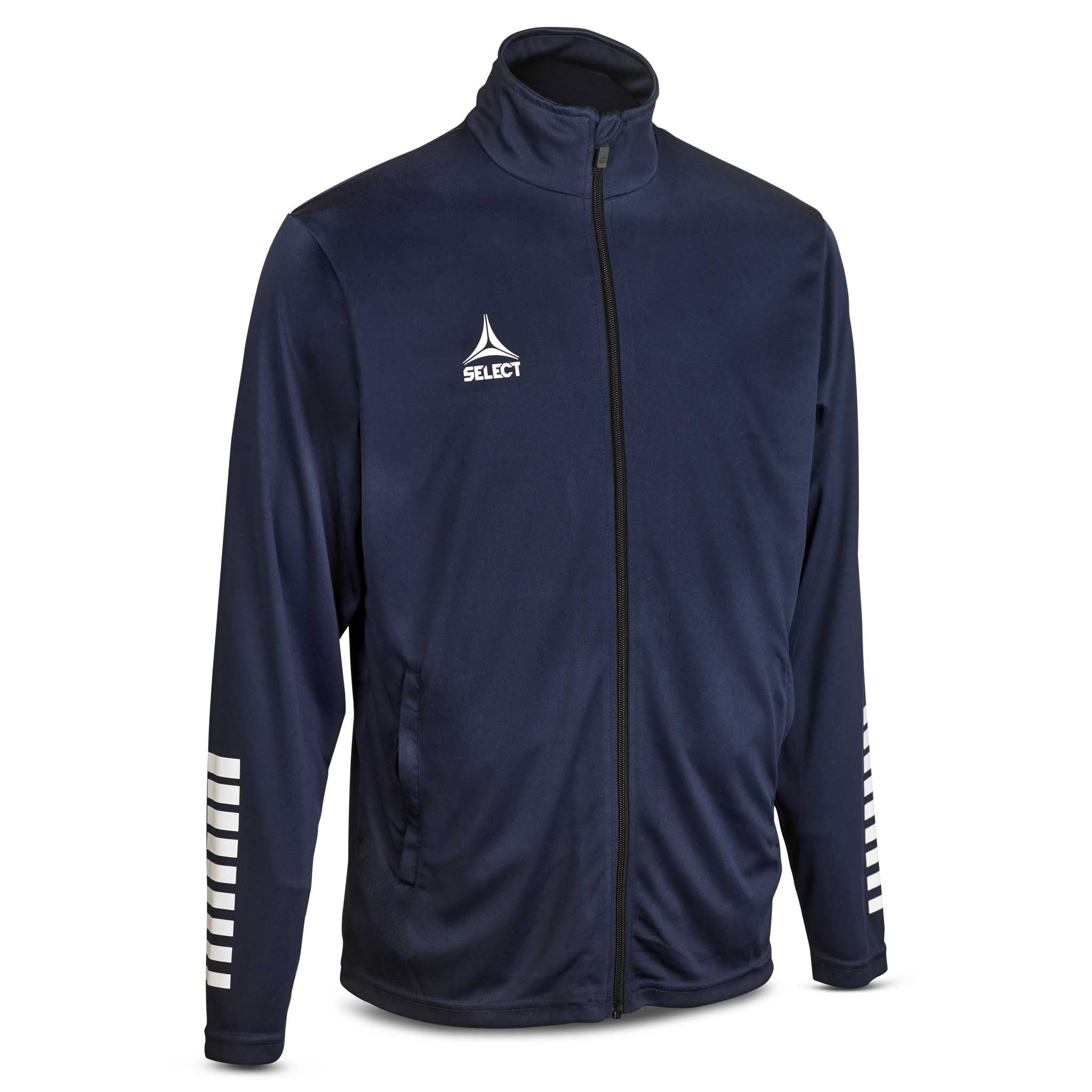 Training zip jacket Pisa, Match & Training wear, navy with white stripes, front view