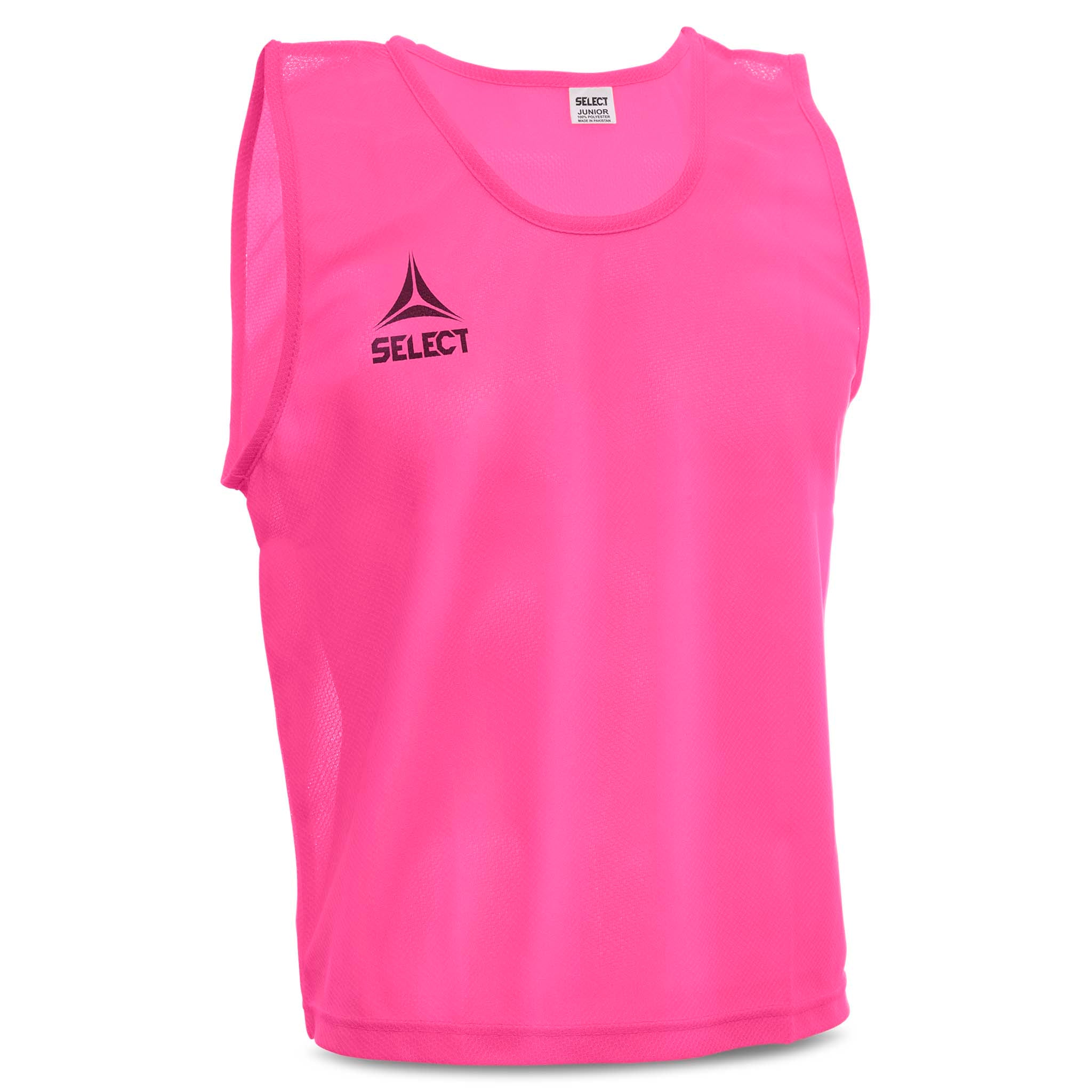 Pink Bib Basic Select training bib, football accessories, front page view with Select logo.
