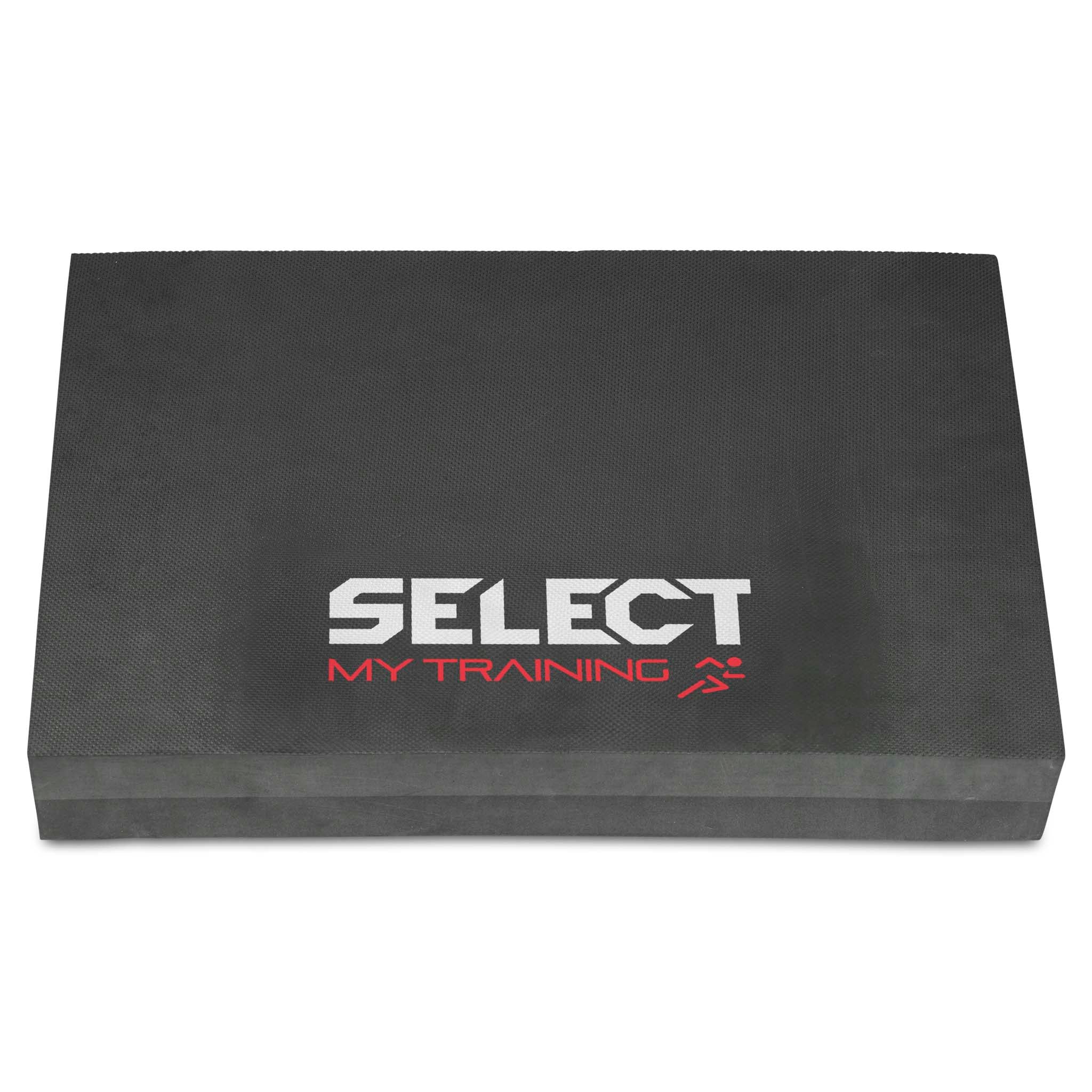 Black Foampad balance pad, front view with white and red SELECT My Training logo.