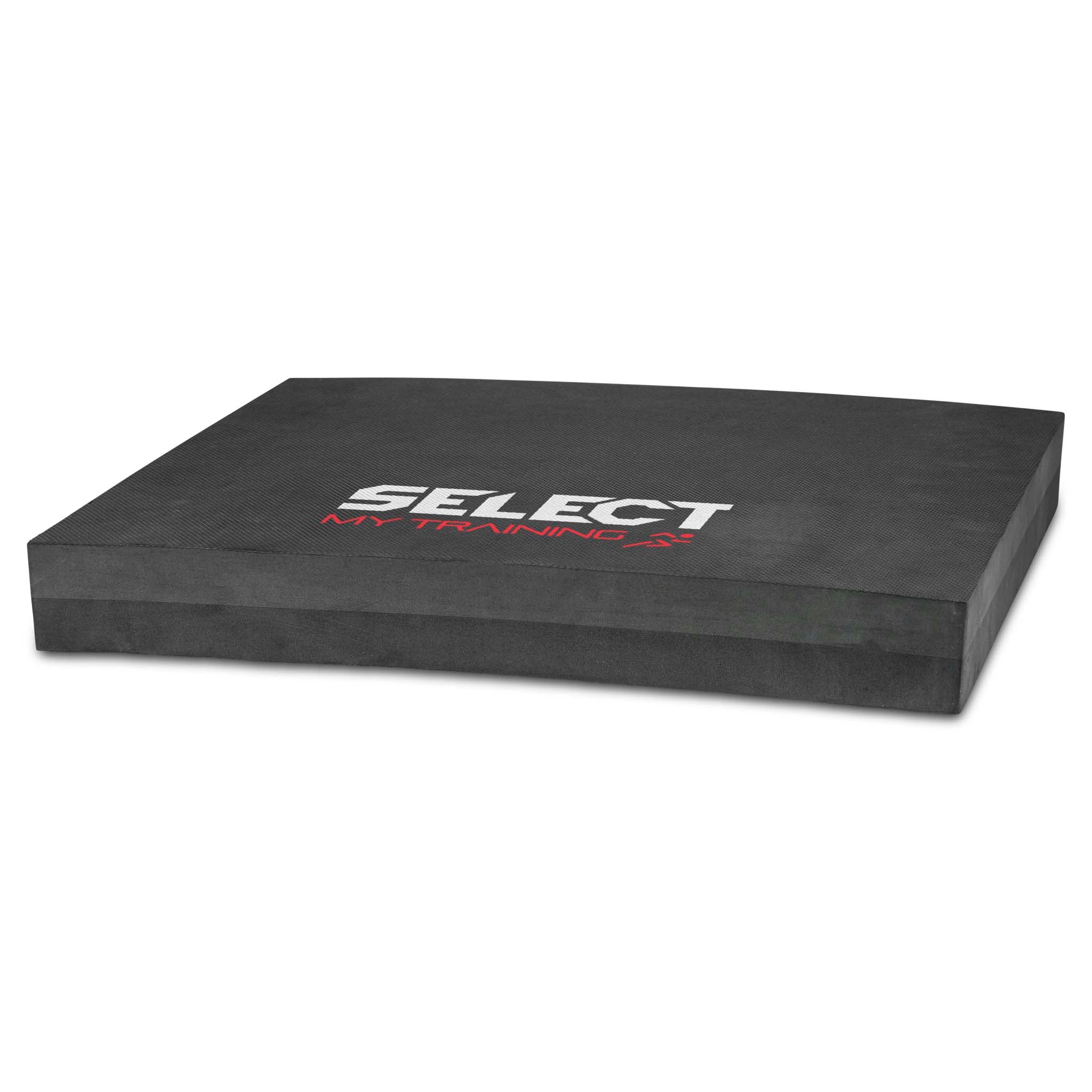 Black Foampad balance pad with white and red Select logo, shown from extra front angle.