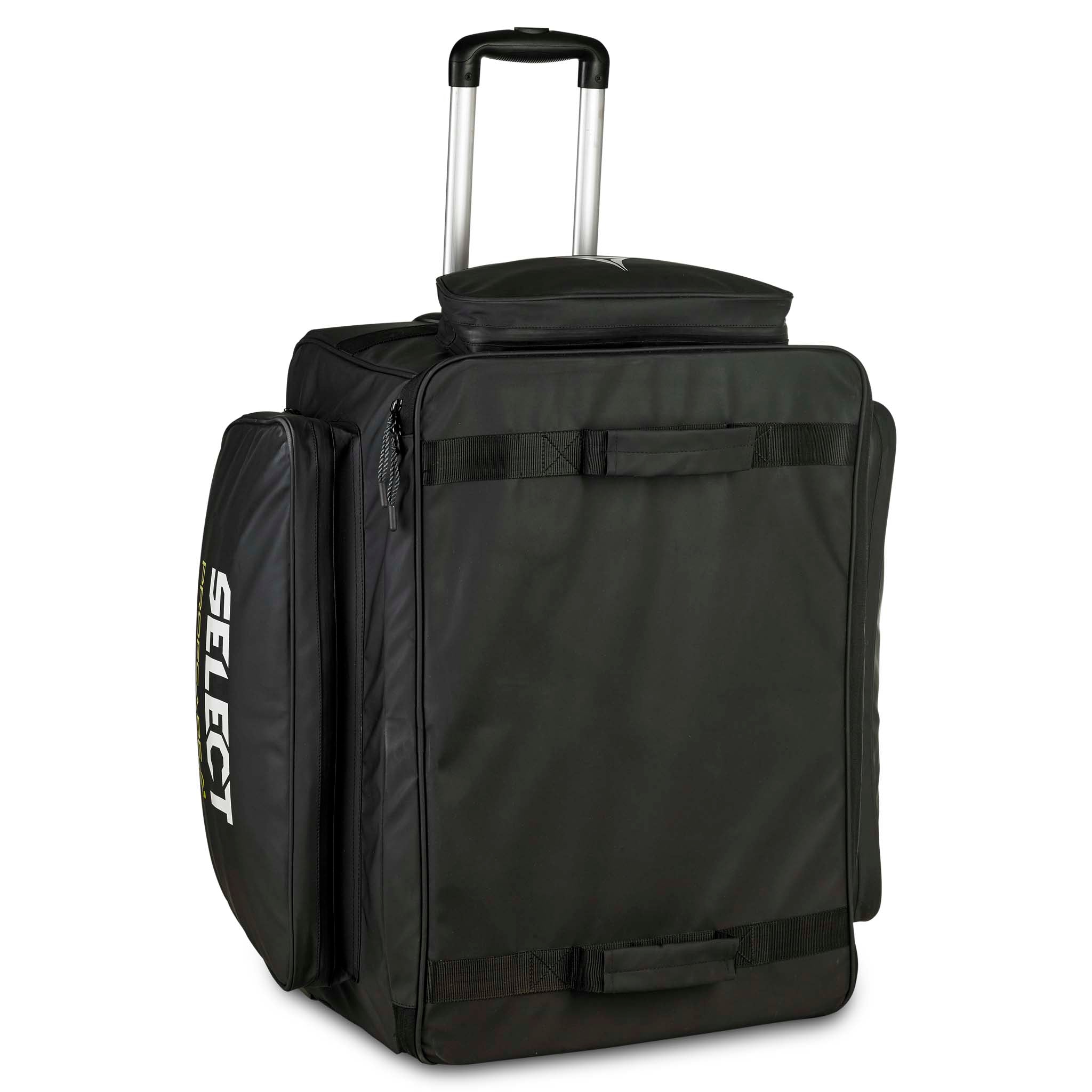 Black Medicalbag trolley v25, Sports care, with telescopic handle and wheels, front page view.