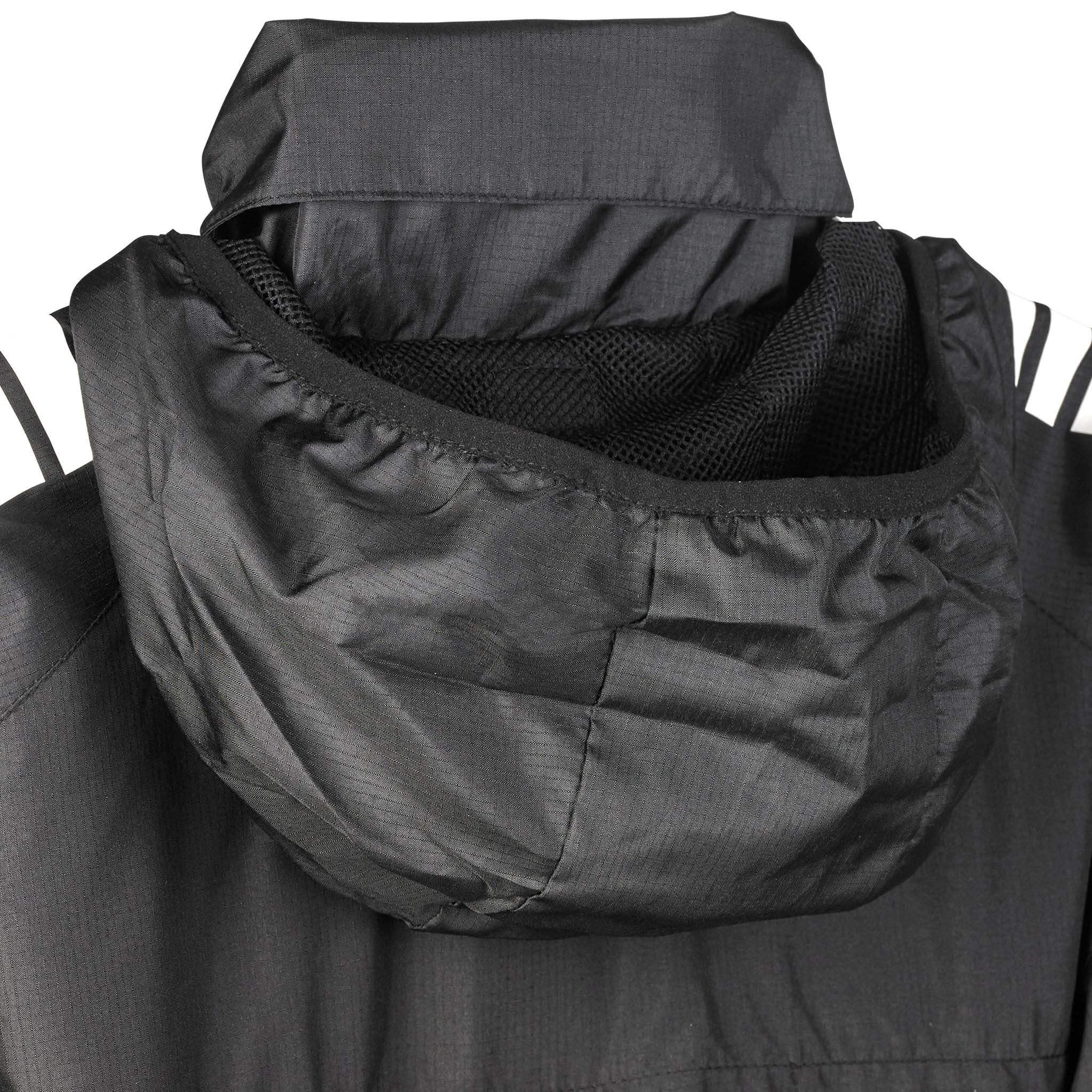 Closeup of black Training jacket Spain v25 hood with mesh lining, Match & Training wear