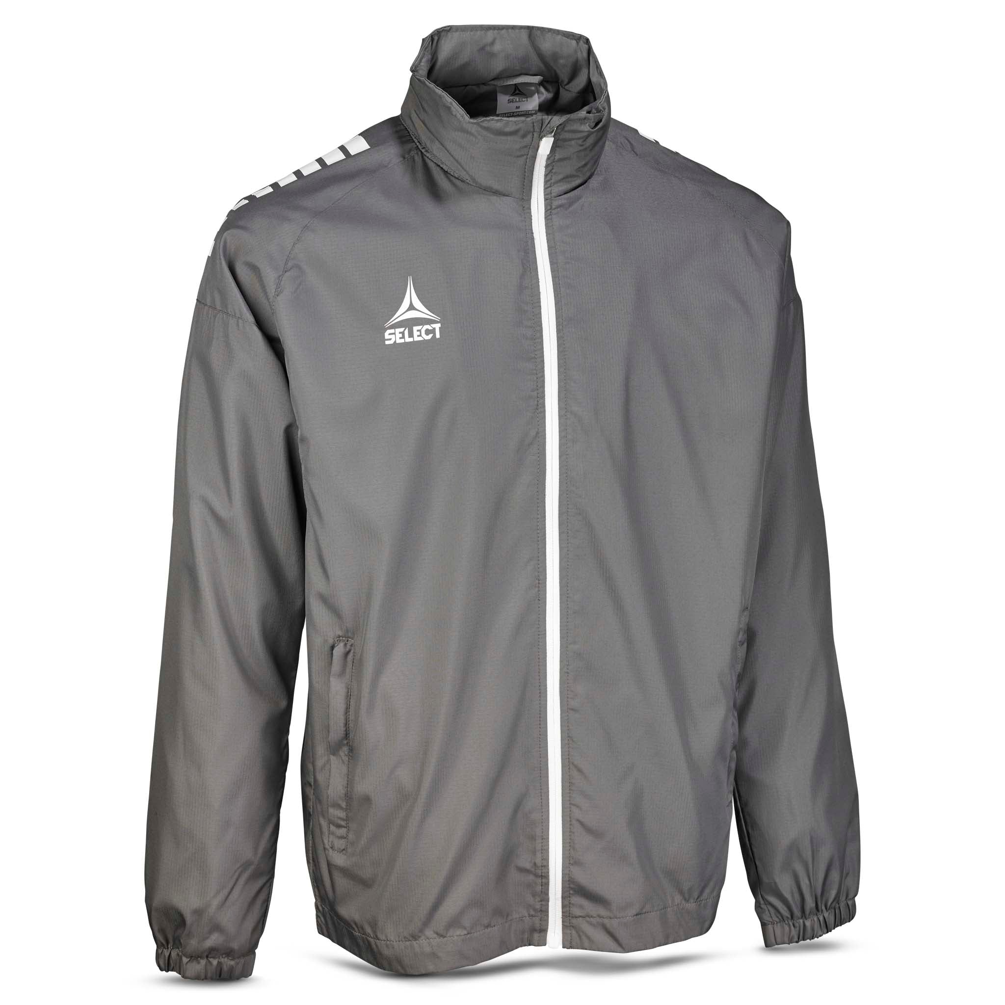 Front view of grey and white Training jacket Spain v25, Match & Training wear with white zip and logo