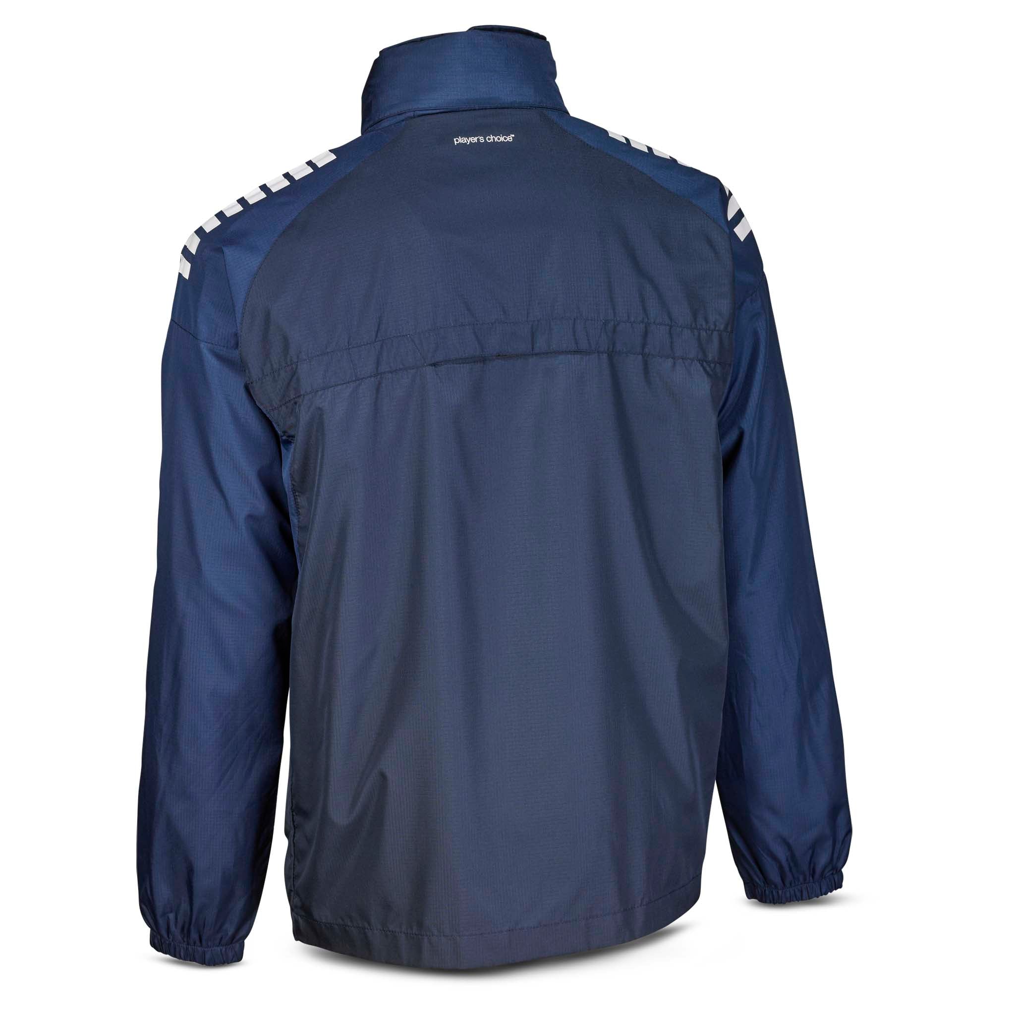 Back page of navy and white Training jacket Spain v25, Match & Training wear with chevron shoulder detail
