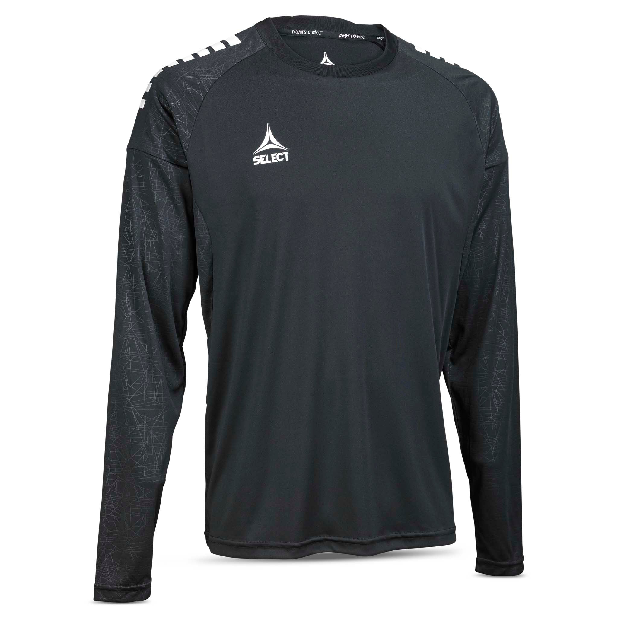 Front view of black Player shirt L/S Spain v25, Match & Training wear with white logo