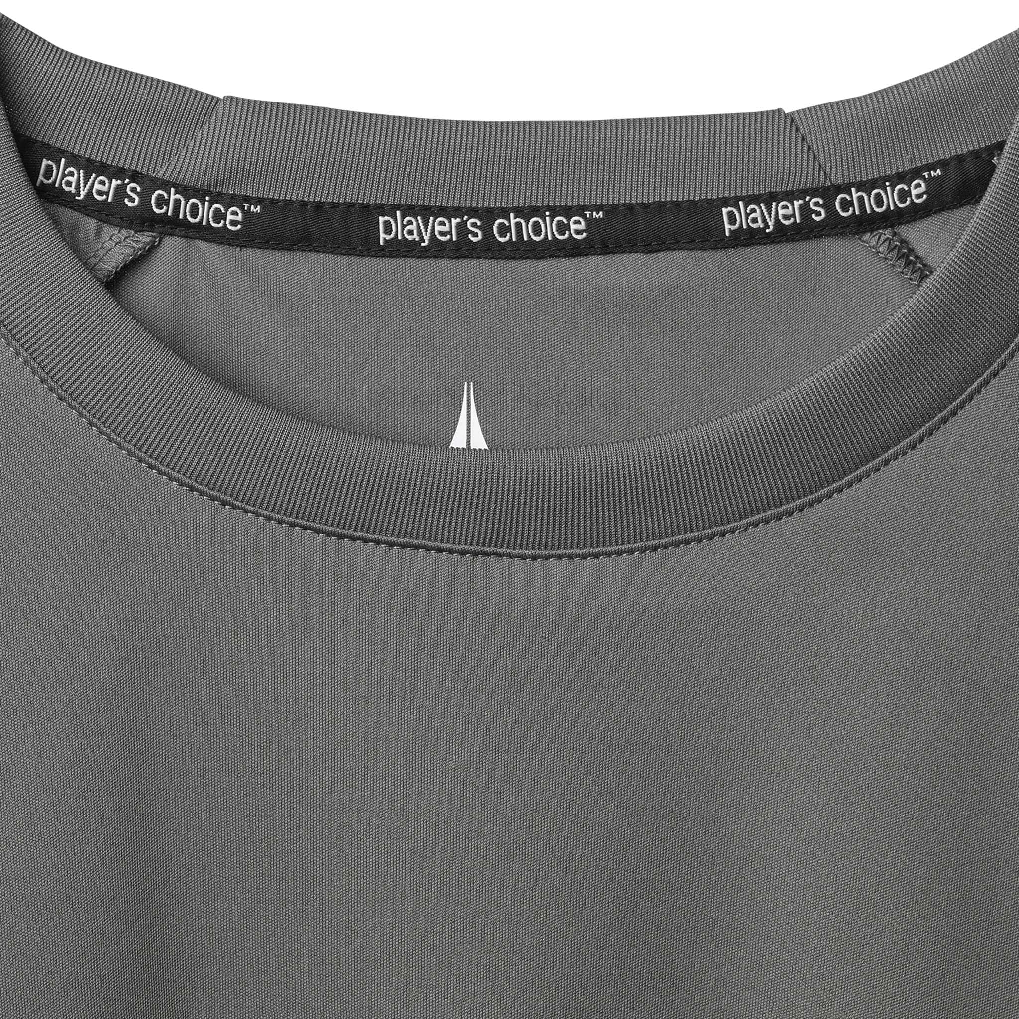 Closeup of grey Player shirt L/S Spain v25, Match & Training wear, showing neckline with black 'player's choice' tape
