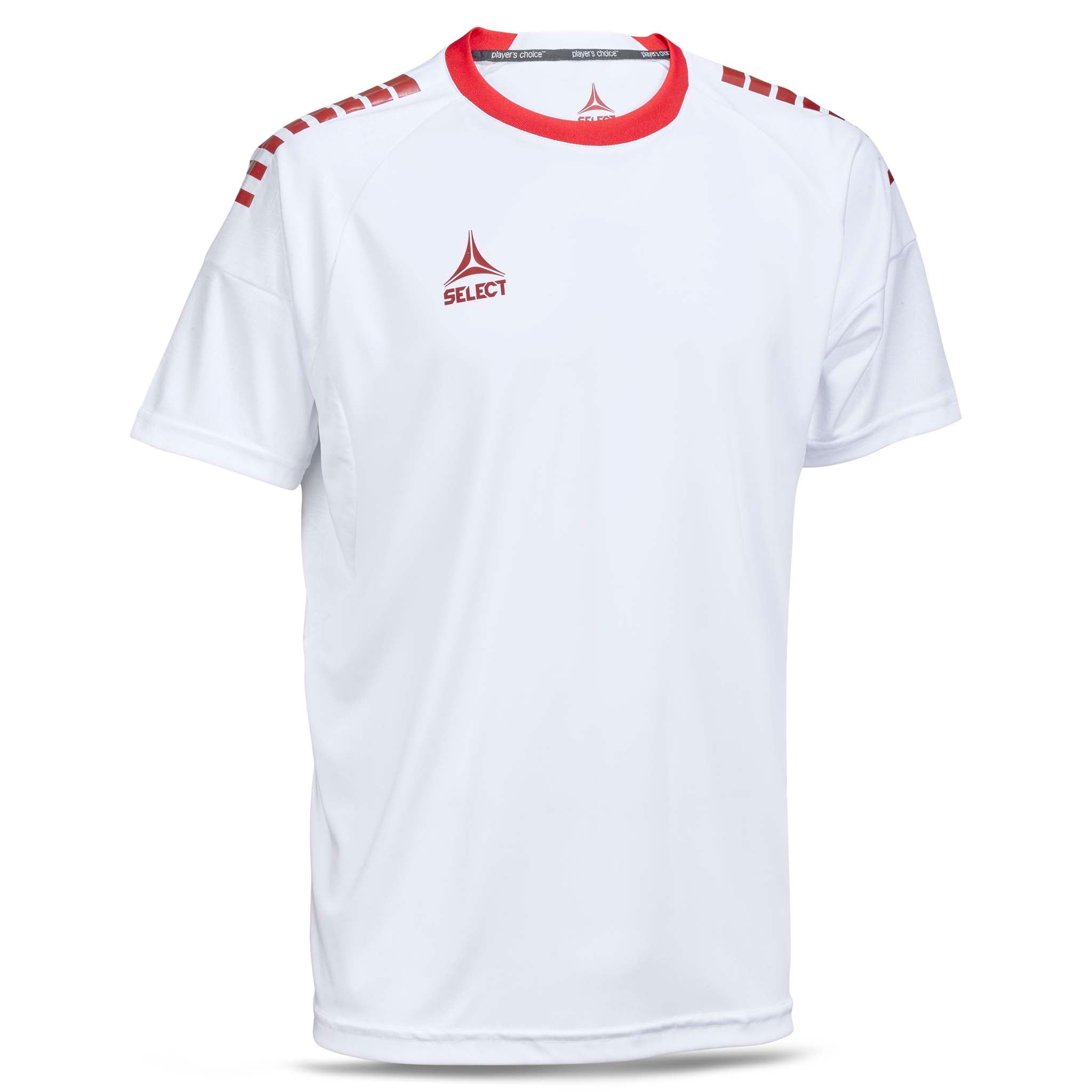 Player shirt S/S Spain v25, Match & Training wear, white with red trim, front view