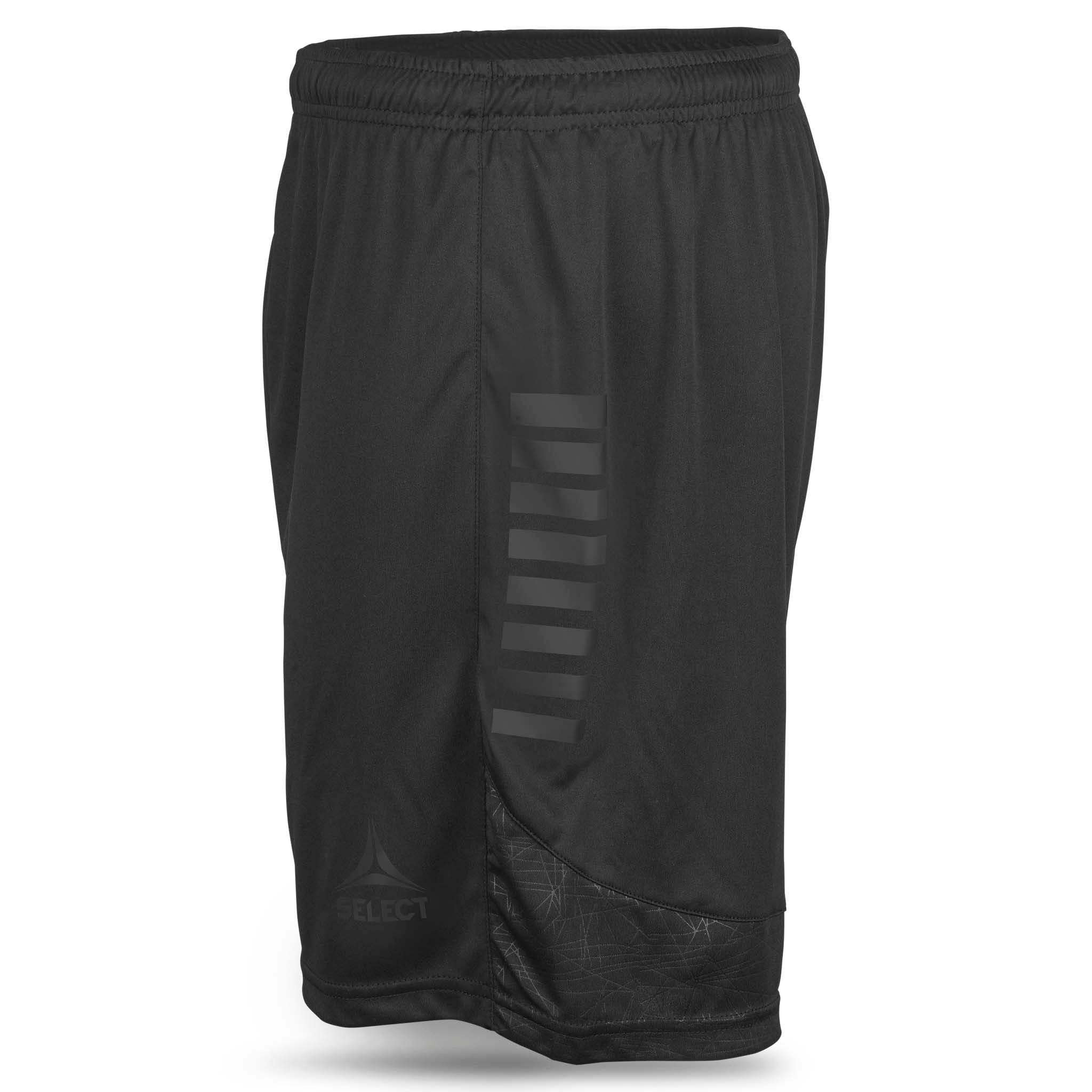 Black Player shorts Spain v25, Match & Training wear, left-side view with subtle stripe detail and brand logo.