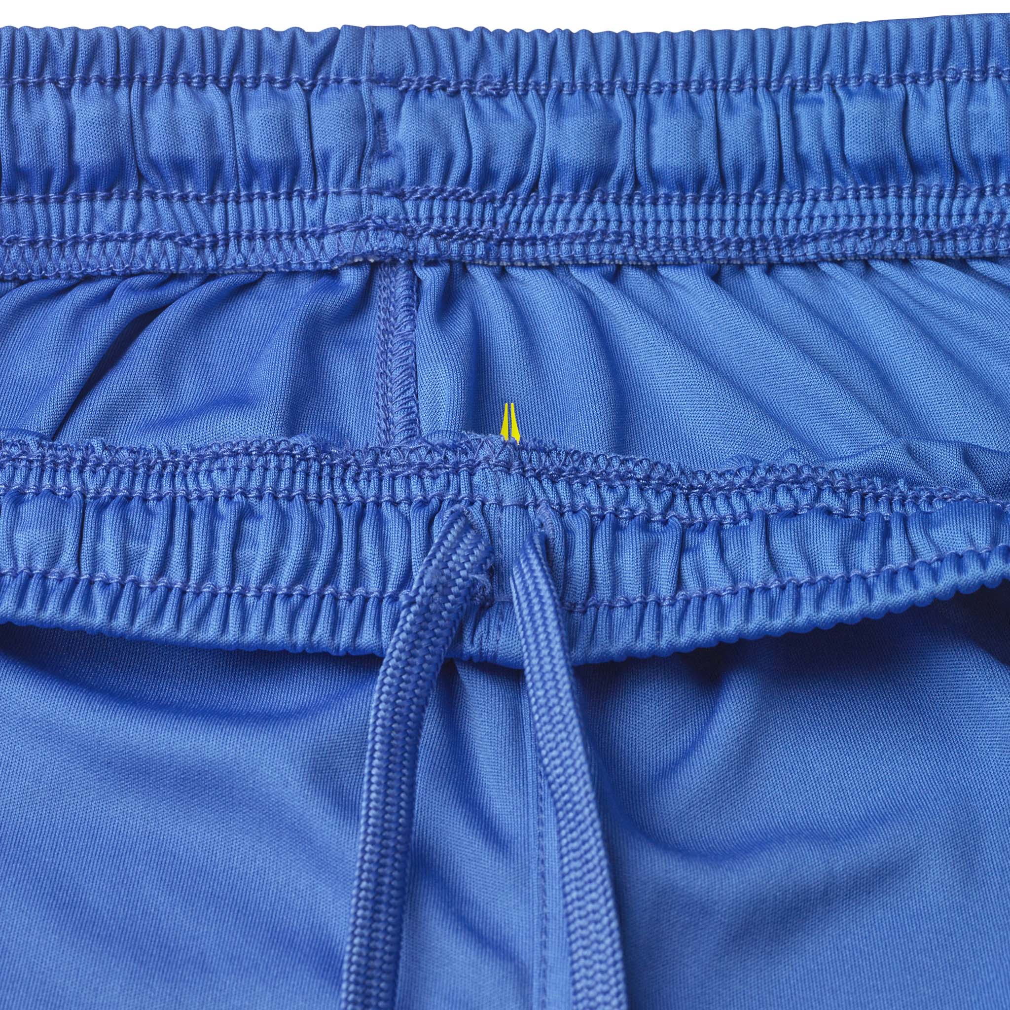 Closeup of blue Player shorts Spain v25, Match & Training wear, showing elastic waistband and drawstring