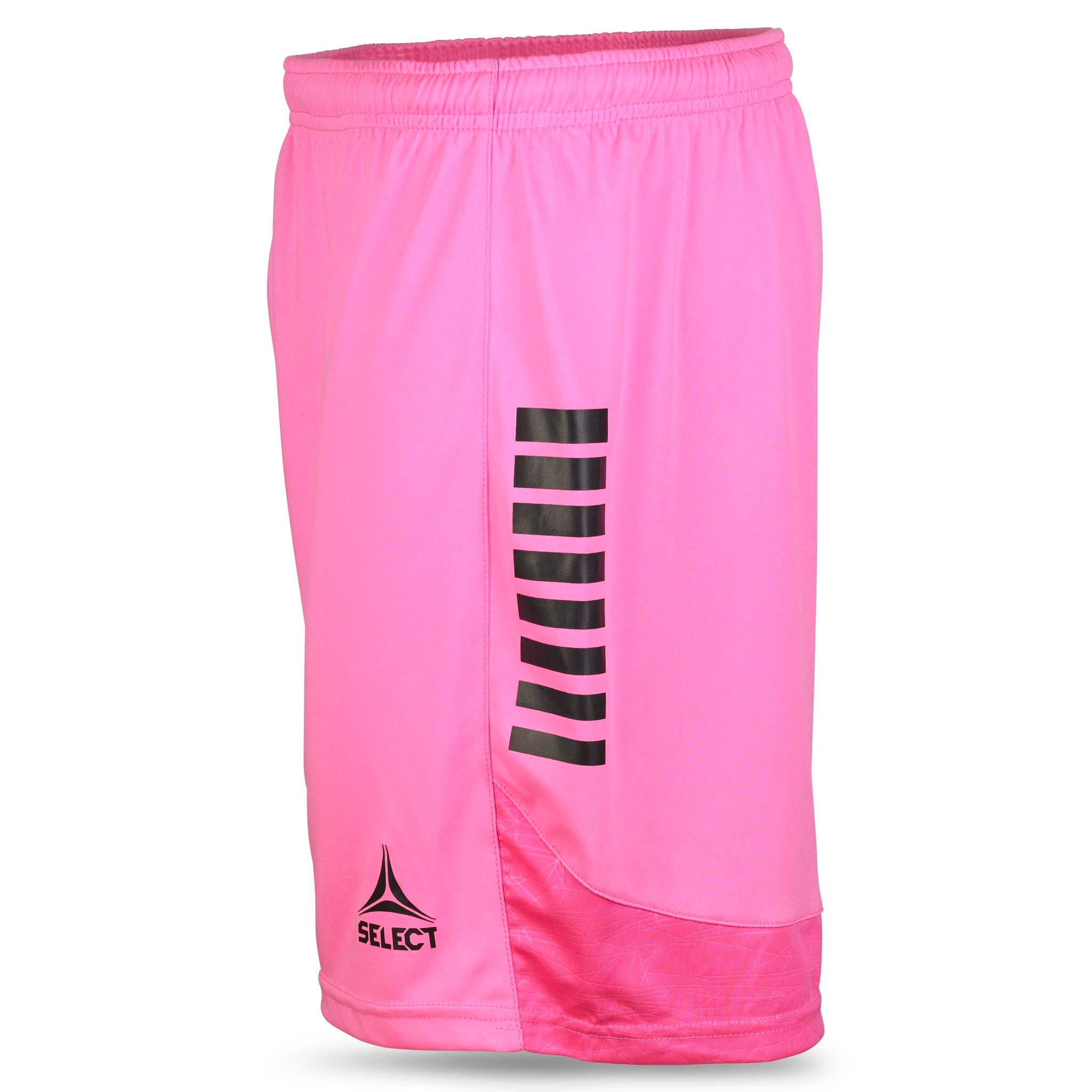 Player shorts Spain v25, Match & Training wear, pink with black stripes, left-side view