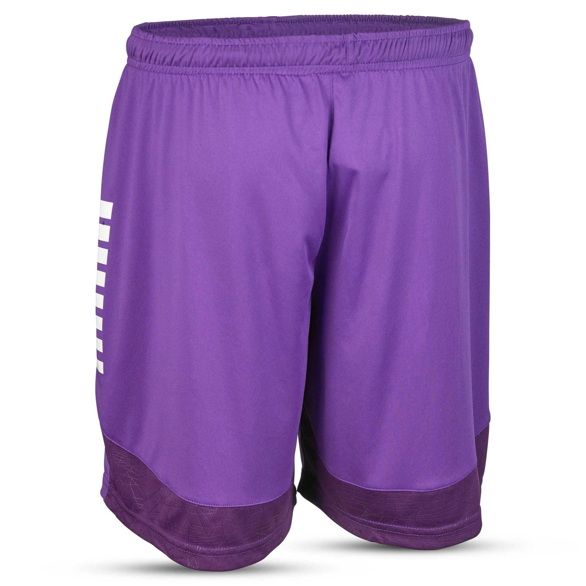Player shorts Spain v25, purple with white logo, back page. Match & Training wear football.