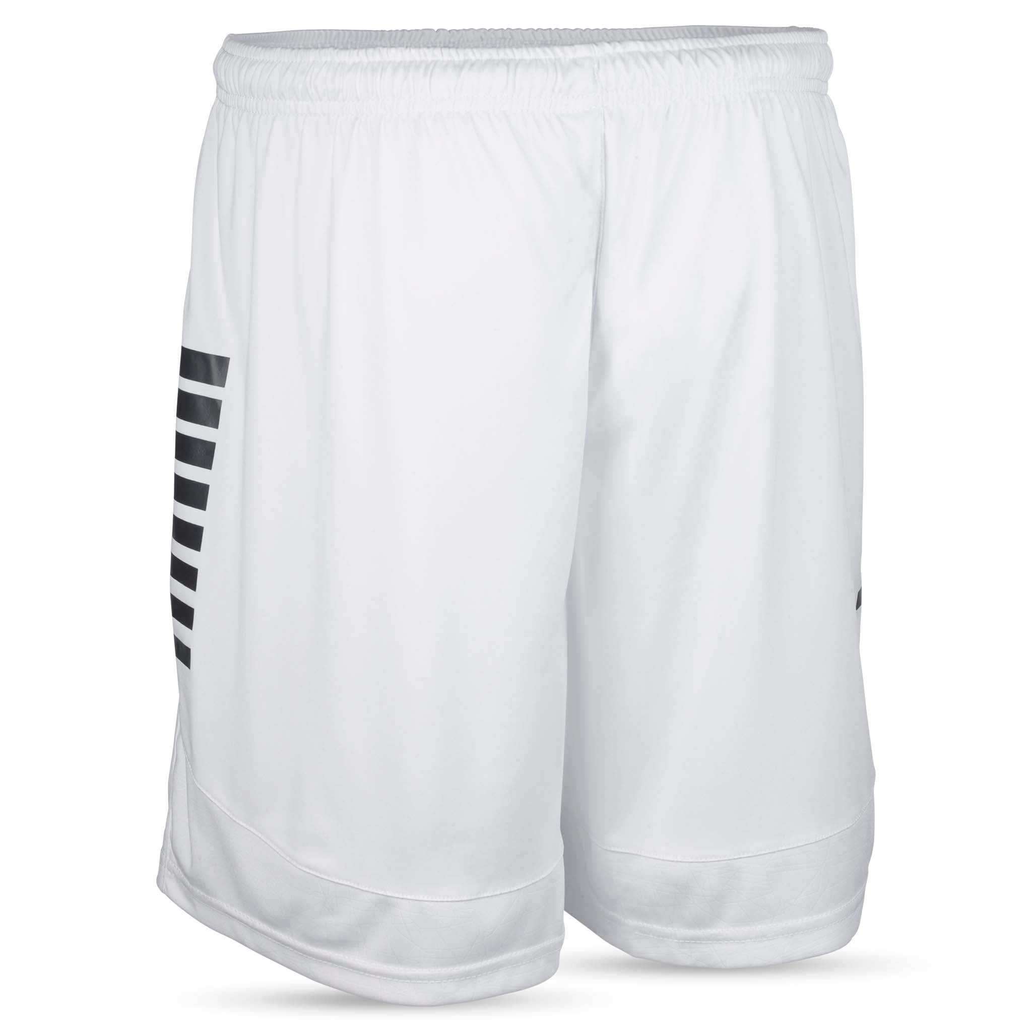 Back page of white Player shorts Spain v25 with black stripes, Match & Training wear football
