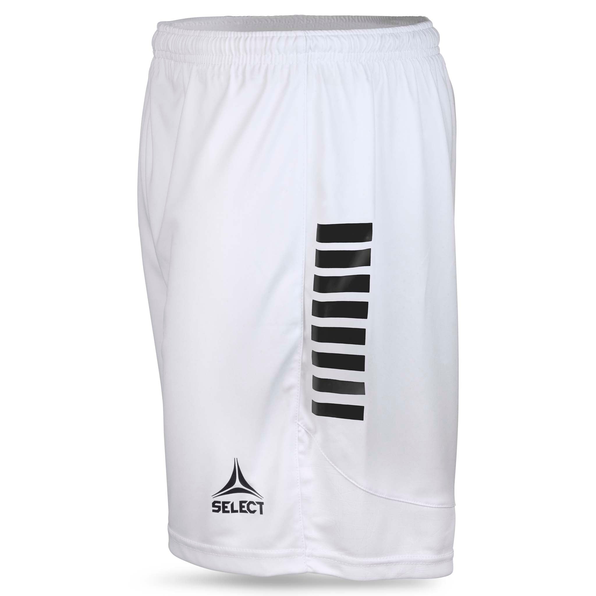 White Player shorts Spain v25 with black stripes and logo, Match & Training wear, left-side view.