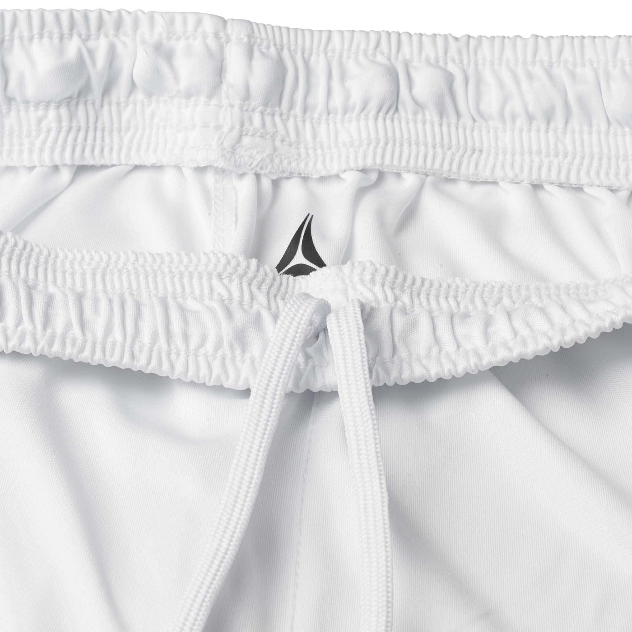 Closeup of white Player shorts Spain v25, Match & Training wear, showing elastic waistband and drawstring.