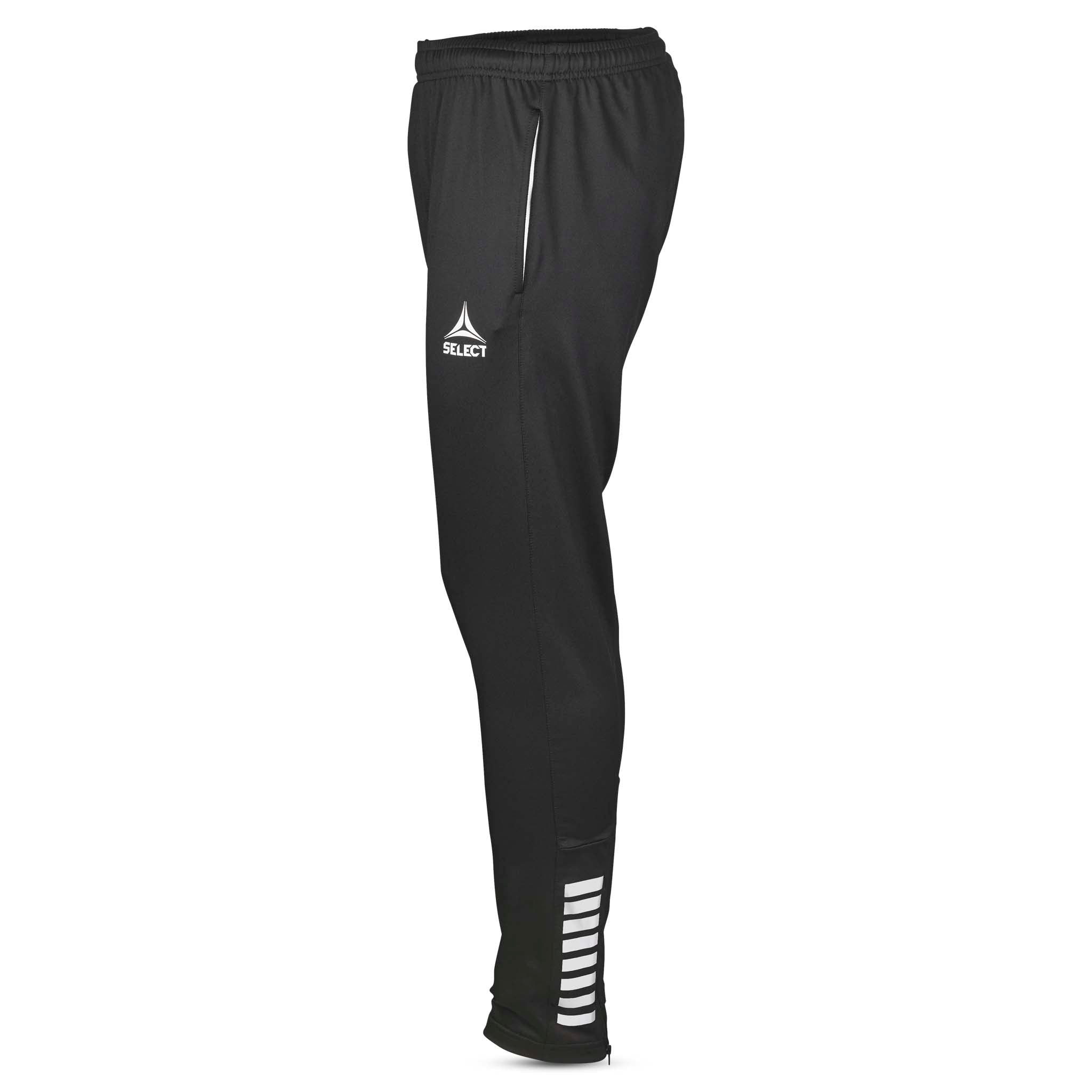 Black Training pants slim fit Spain v25, Match & Training wear, left-side view with white logo and stripes.
