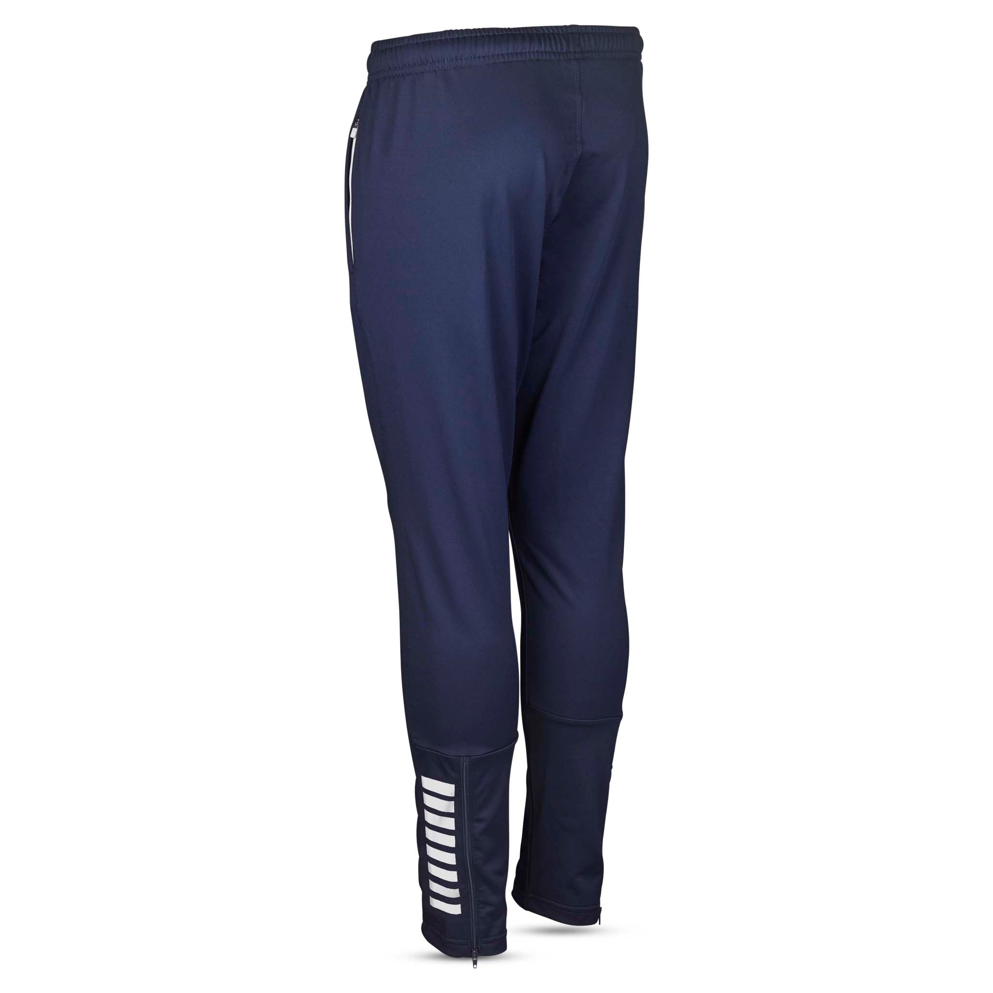 Navy Training pants slim fit Spain v25, Match & Training wear, back view with white stripe detail at ankle.