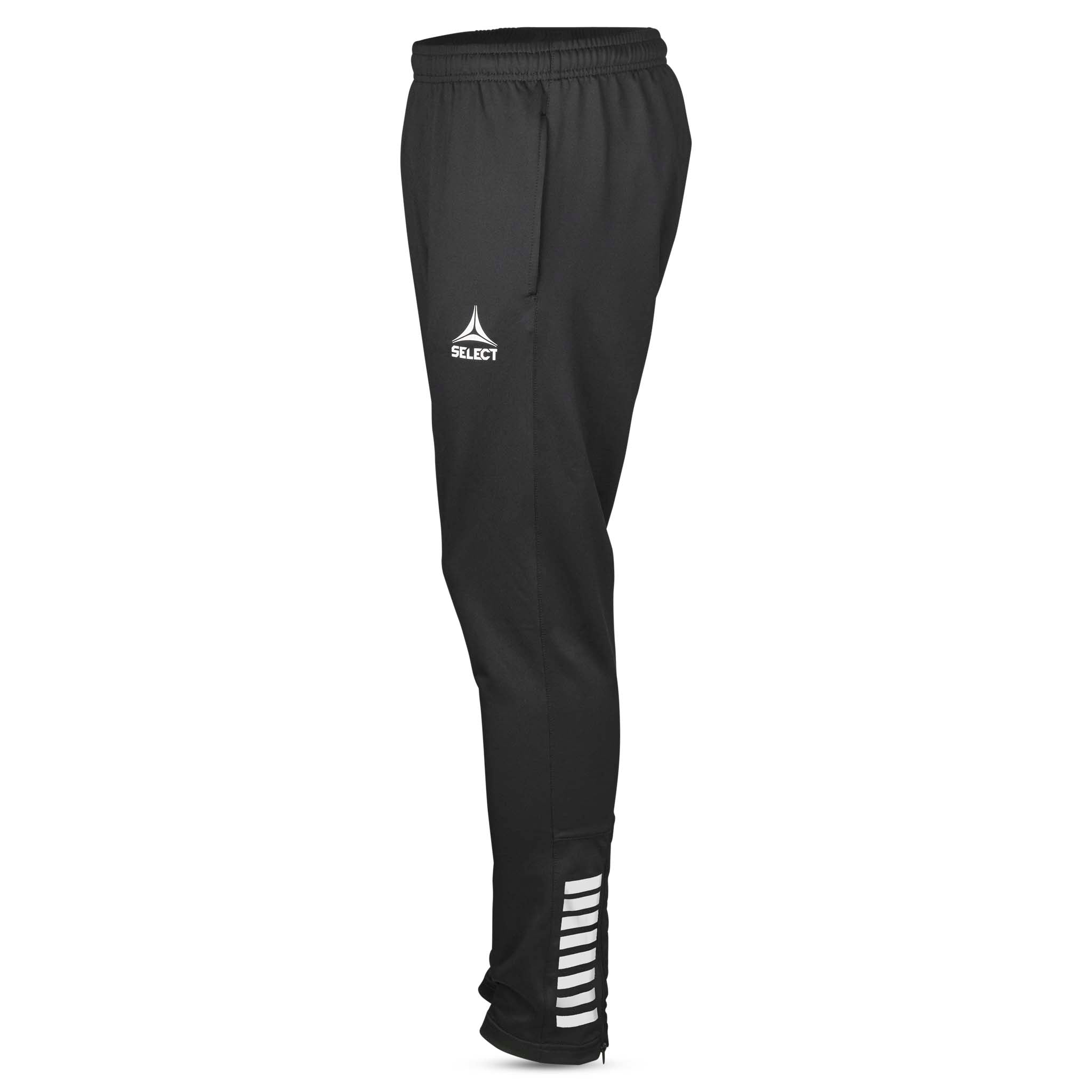 Black Training pants regularFit Spain v25, Match & Training wear, left-side view with white logo and ankle detail