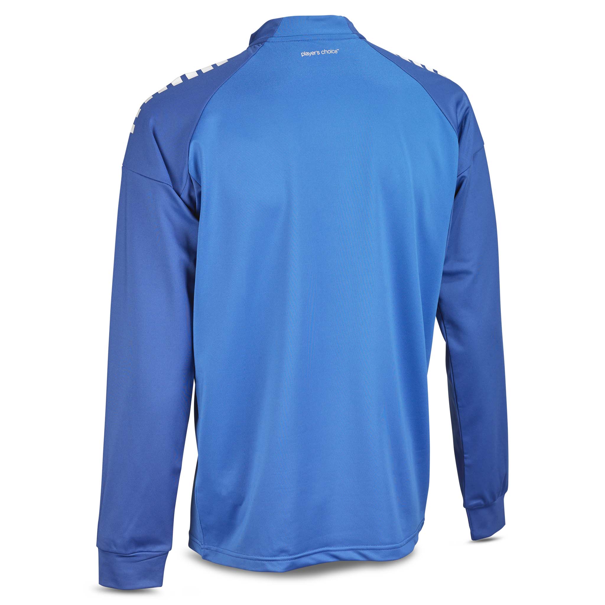 Back page of blue Training sweat 1/2 zip Spain v25, football Match & Training wear with darker blue shoulders.