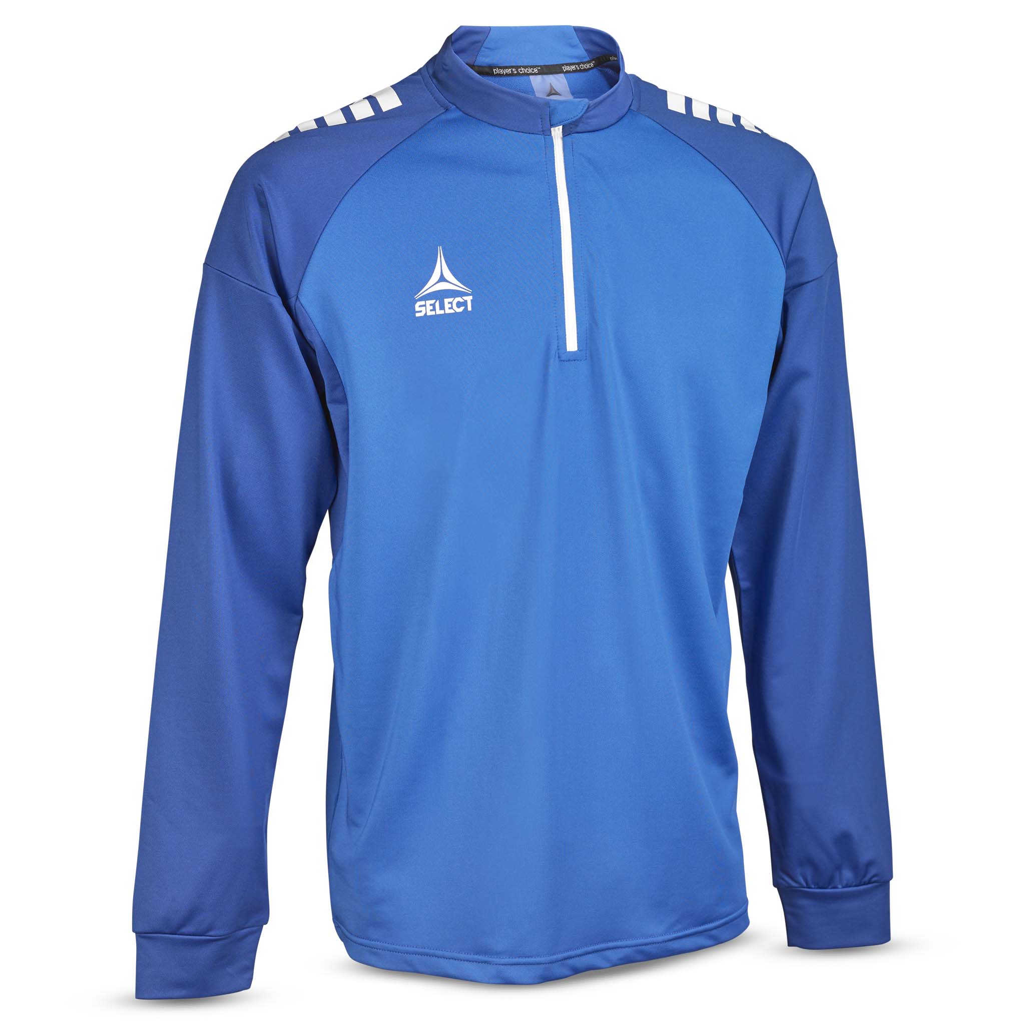 Blue and white Training sweat 1/2 zip Spain v25, Match & Training wear, front view
