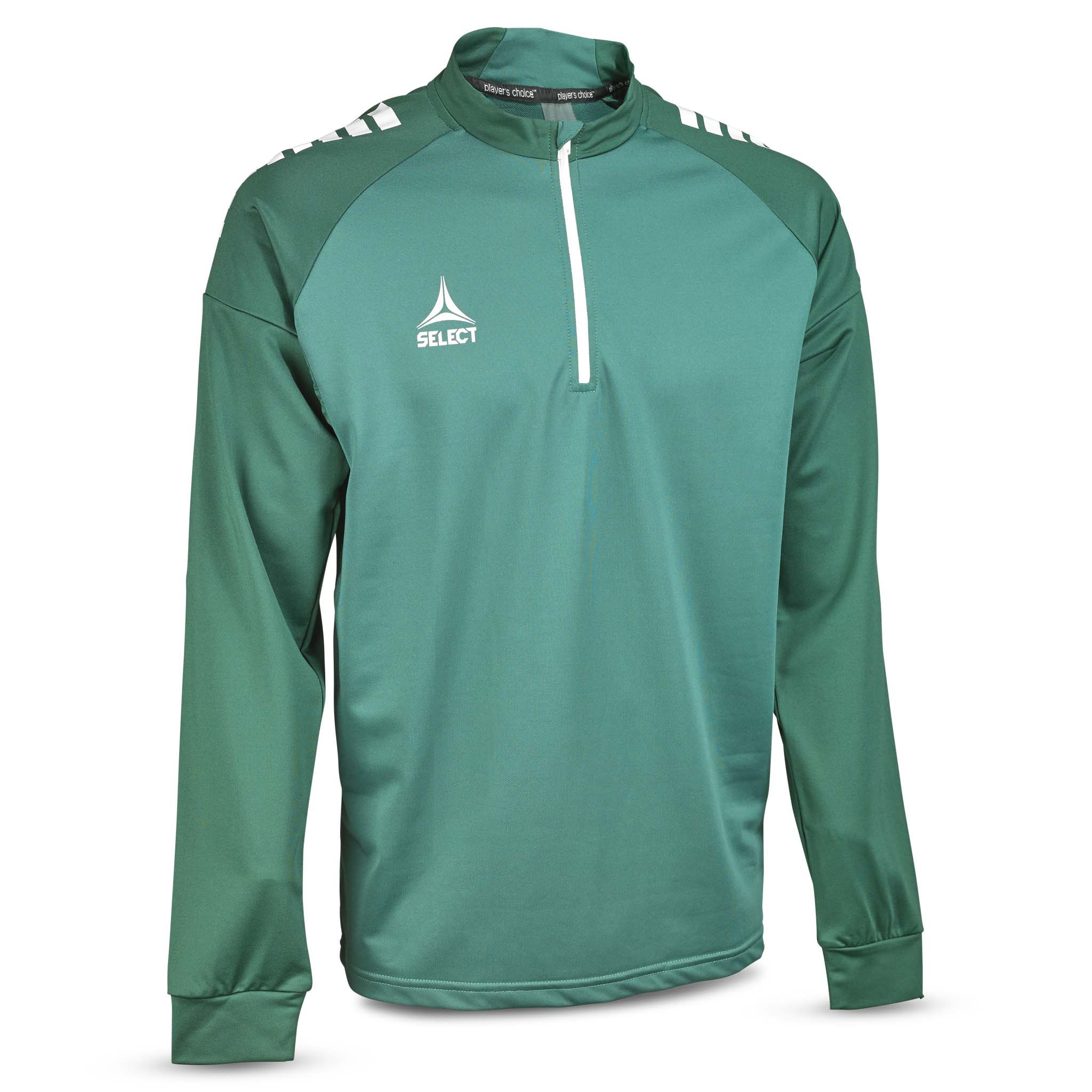 Green Training sweat 1/2 zip Spain v25, Match & Training wear, white details, front page view