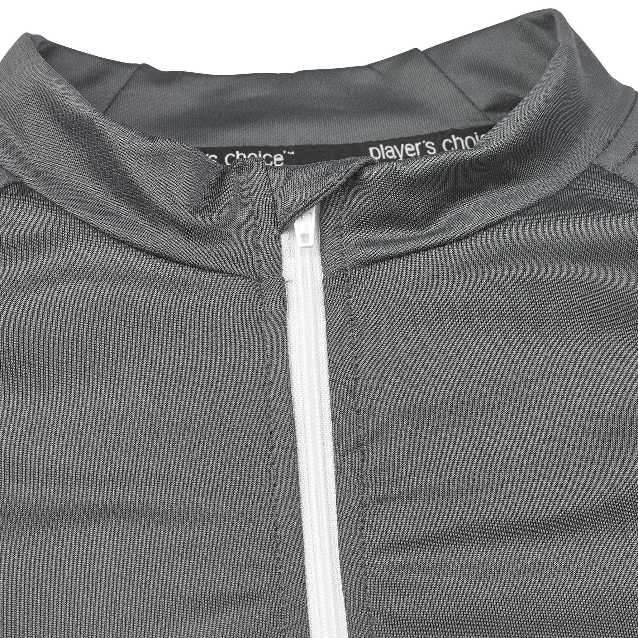 Closeup of grey Training sweat 1/2 zip Spain v25, Match & Training wear, white zip and collar detail