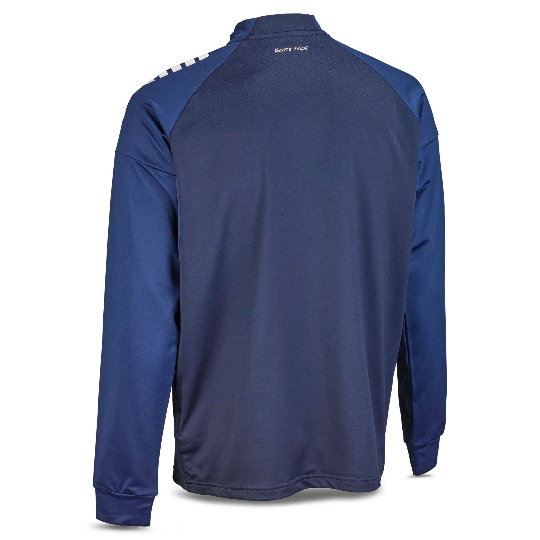 Back page of navy Training sweat 1/2 zip Spain v25, Match & Training wear, with white shoulder details.