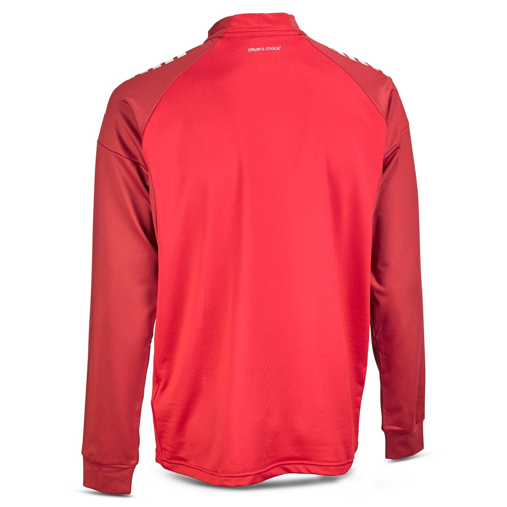 Back page of red Training sweat 1/2 zip Spain v25, Match & Training wear, in two-tone red shades.