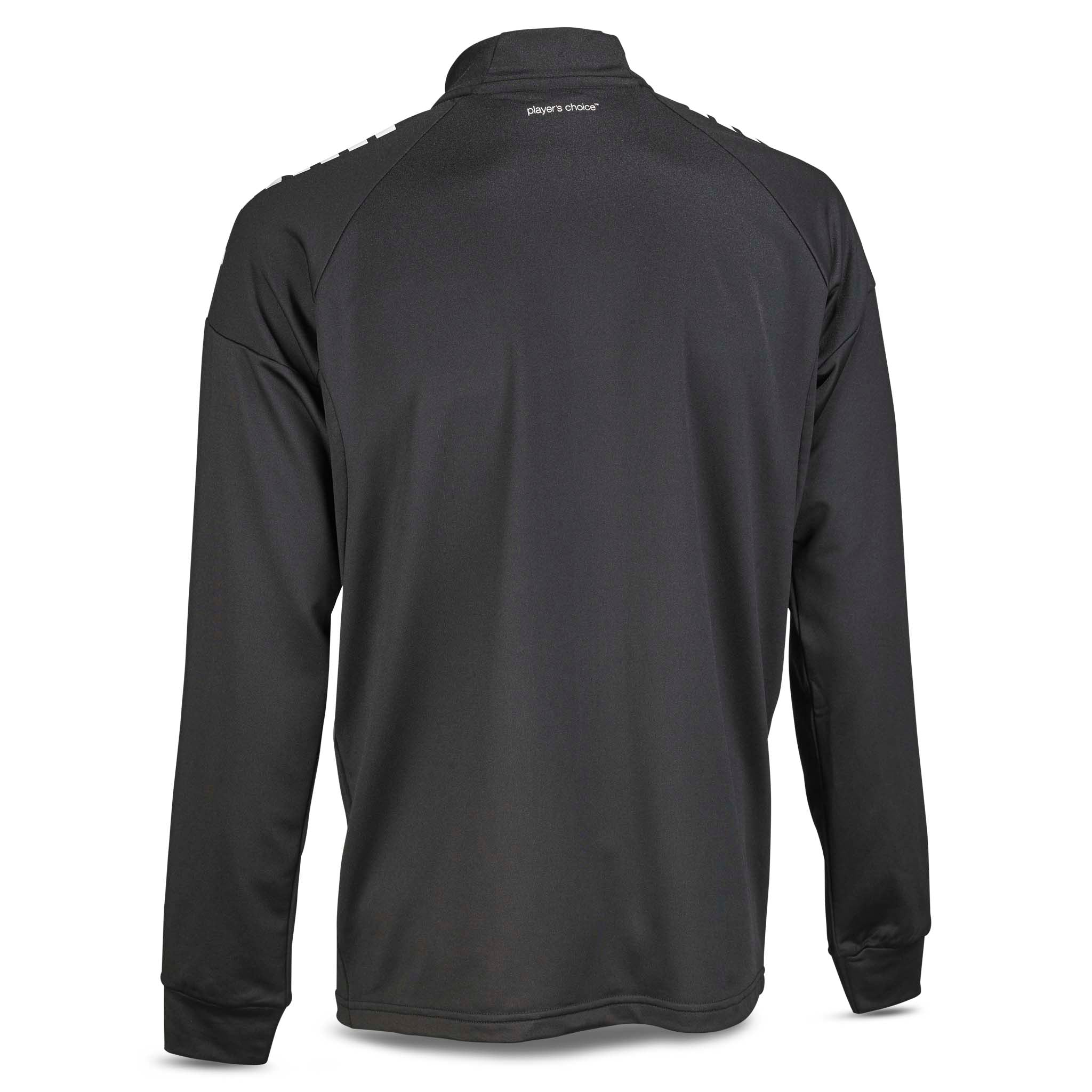Back page of black Training zip jacket Spain v25, Match & Training wear, with subtle football detailing.