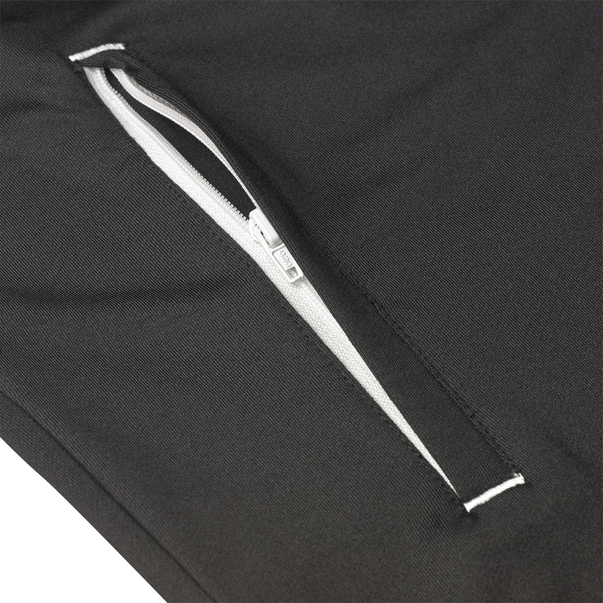 Closeup of black Training zip jacket Spain v25 with white zip pocket detail, Match & Training wear