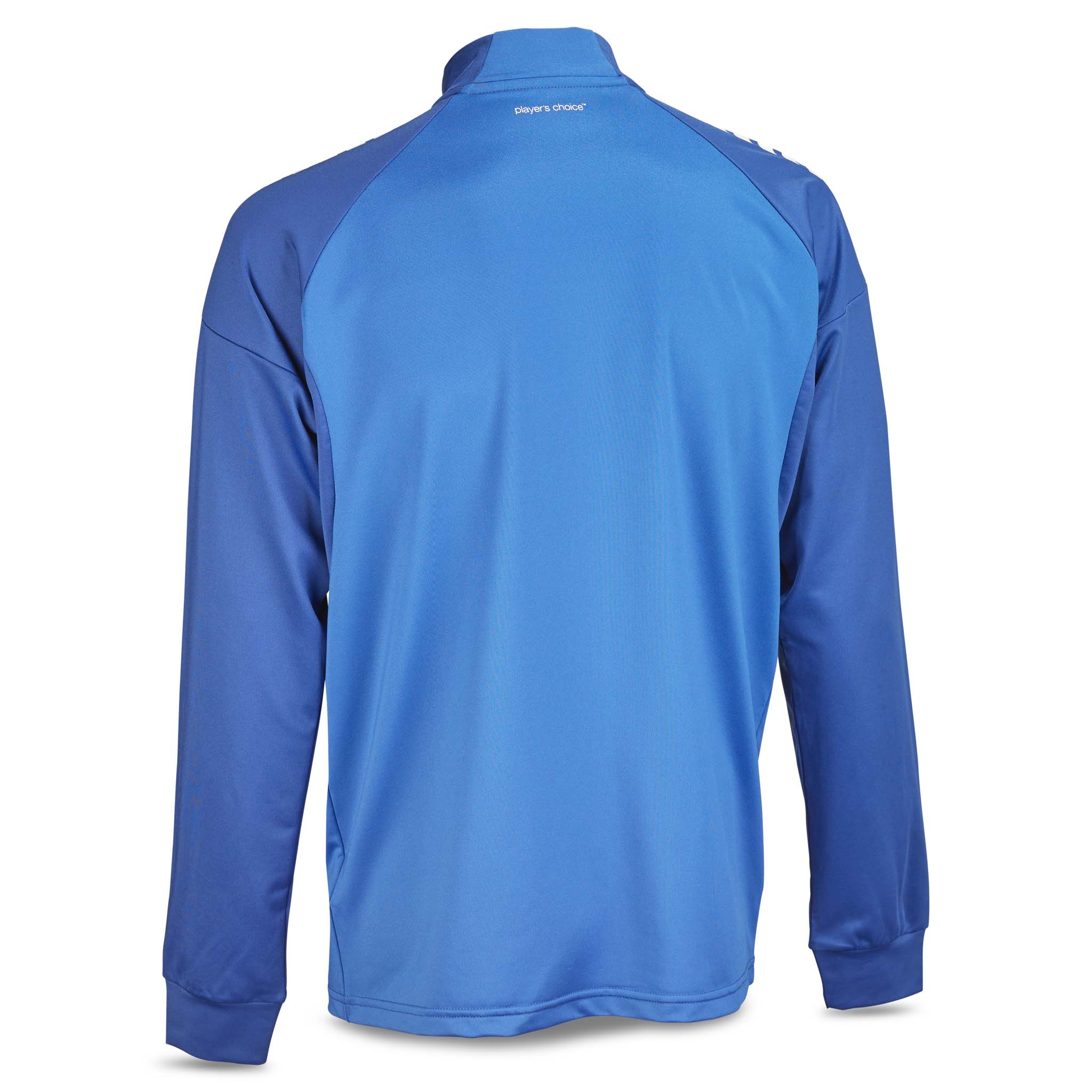 Back page of blue Training zip jacket Spain v25, Match & Training football wear, in two-tone blue.