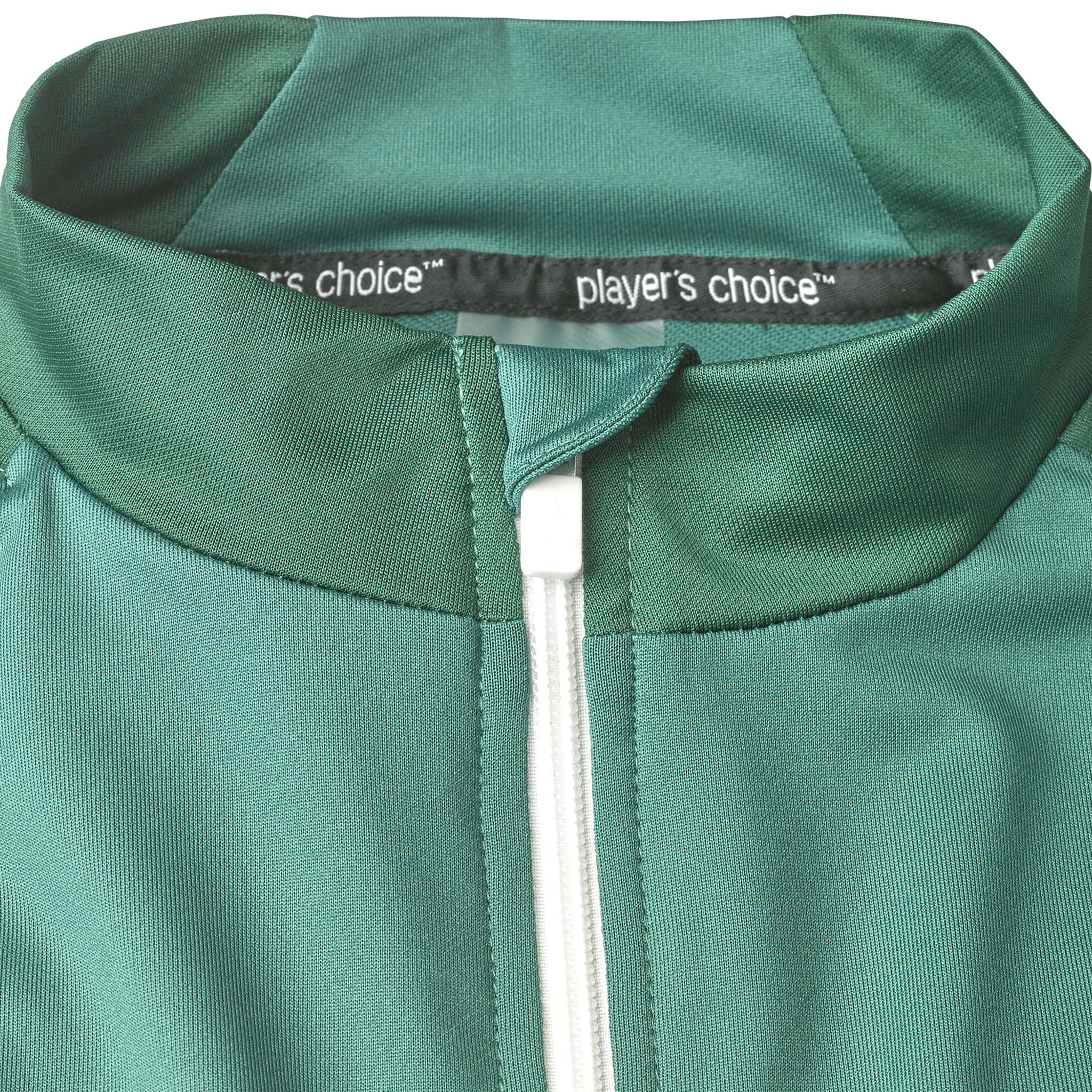 Closeup of green Training zip jacket Spain v25, white zip, Match & Training wear