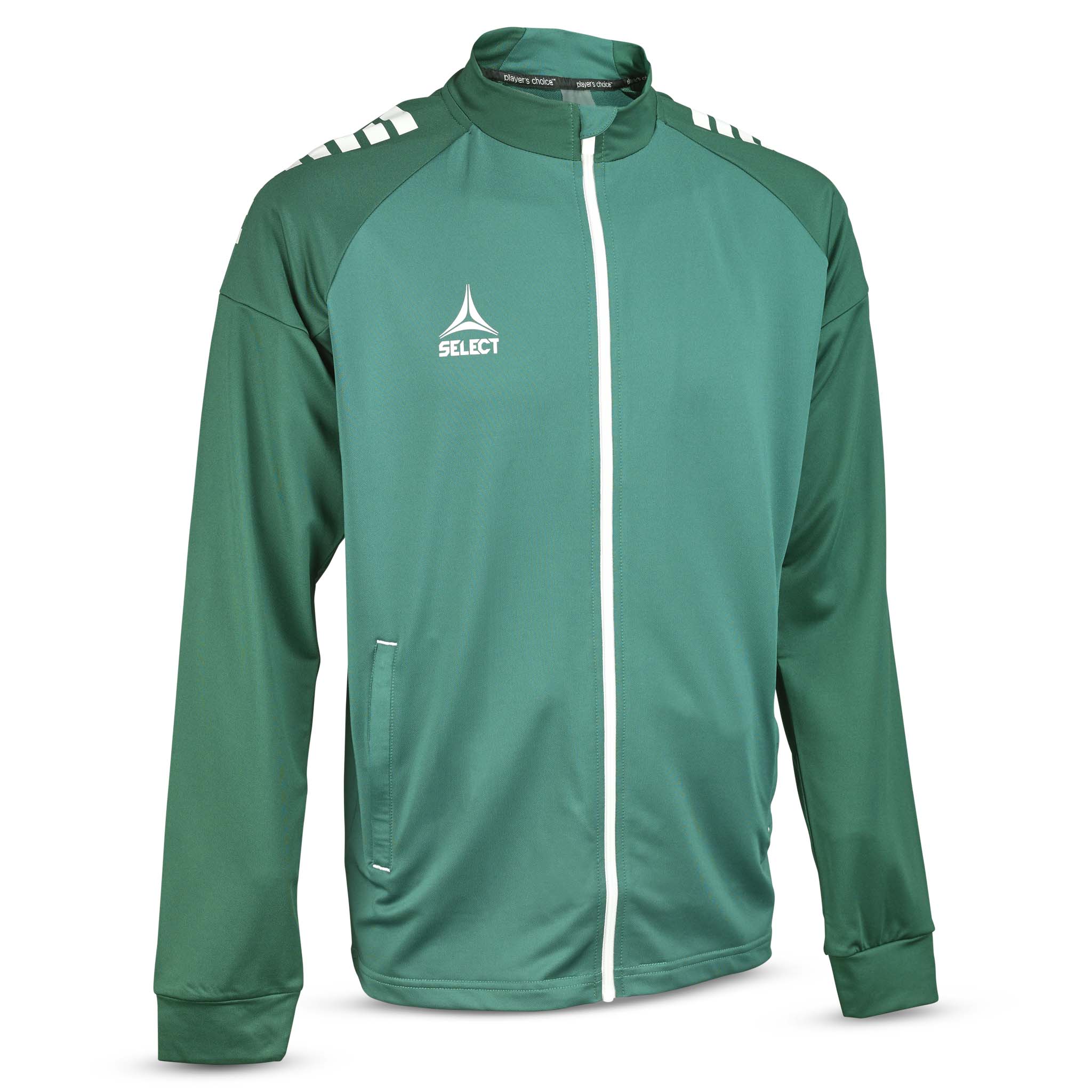 Green and white Training zip jacket Spain v25, Match & Training wear, front view