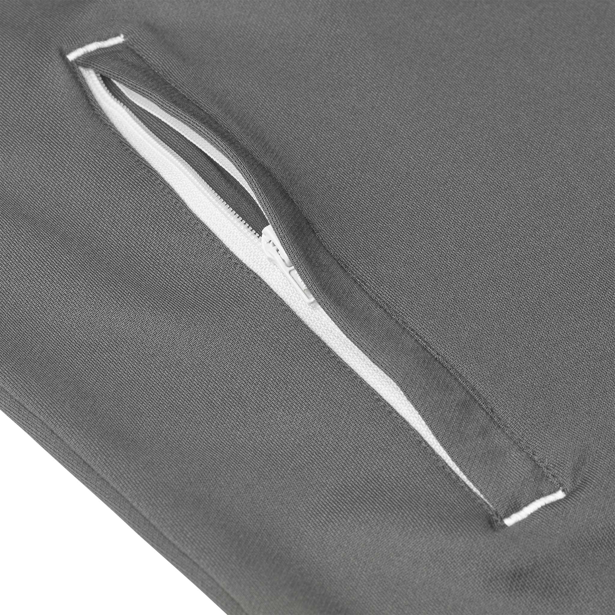 Closeup of grey Training zip jacket Spain v25, Match & Training wear, white zip pocket detail