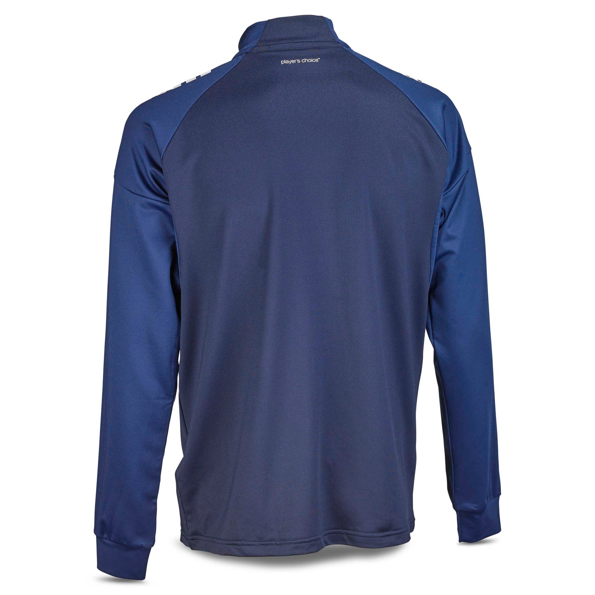 Back page of navy blue Training zip jacket Spain v25, Match & Training wear with football accents.