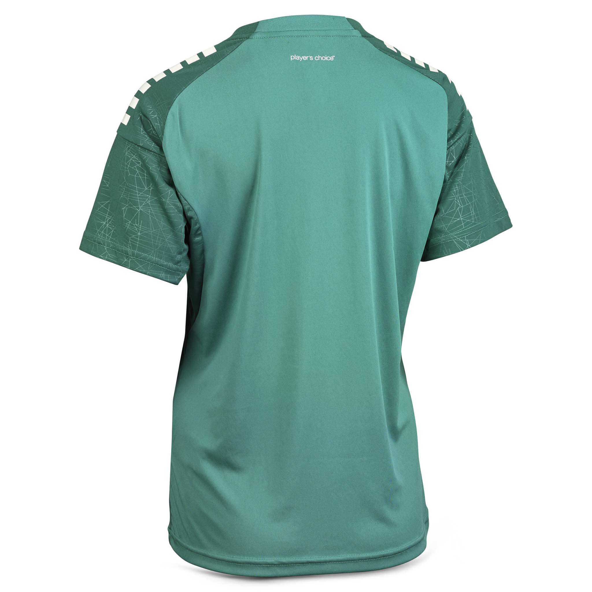 Back page of green and white Player shirt S/S Spain woman v25, Match & Training football wear