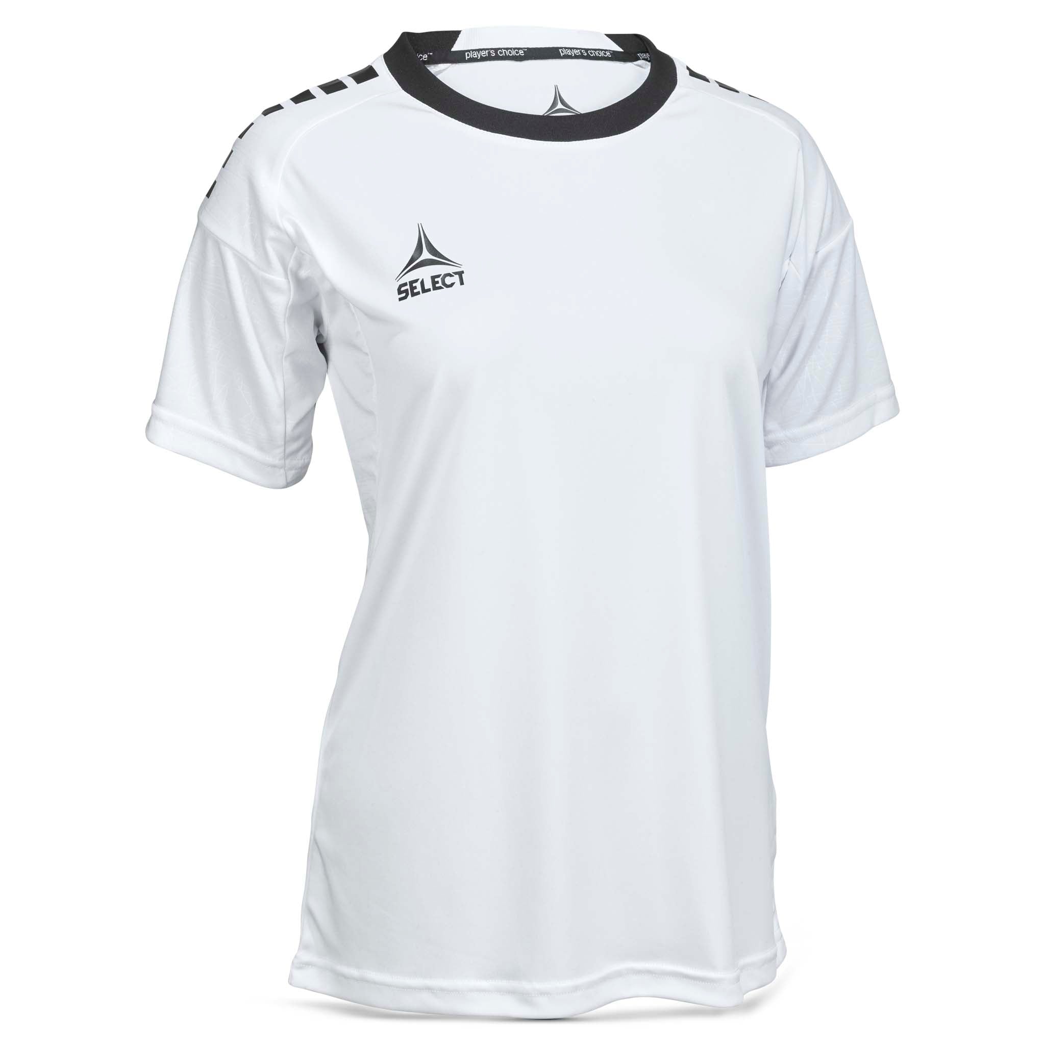 Front view of white-black Player shirt S/S Spain woman v25, football Match & Training wear