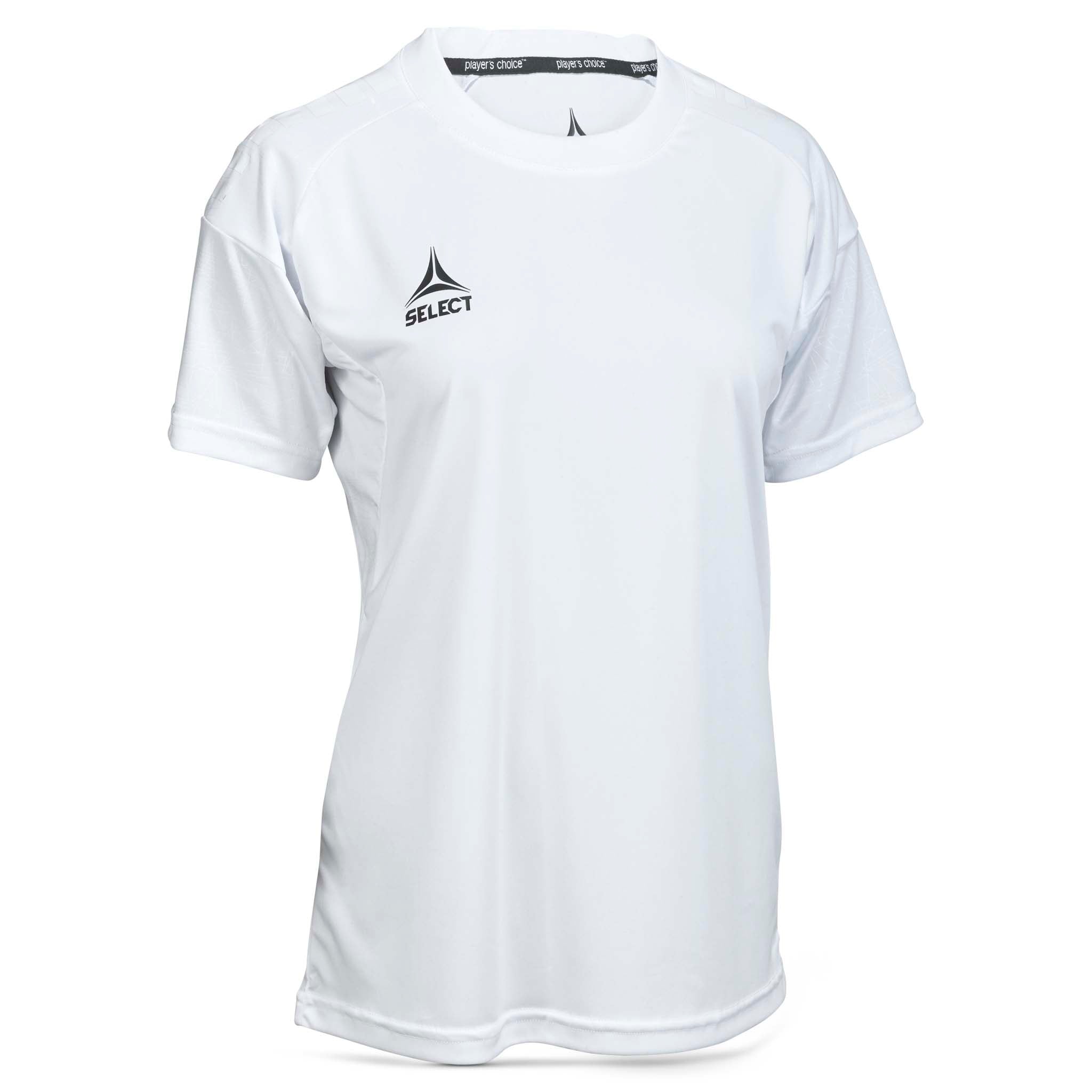 White Player shirt S/S Spain woman v25, football Match & Training wear, front view.