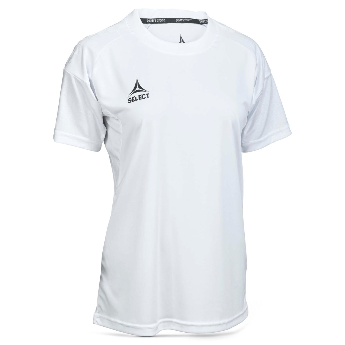 White Player shirt S/S Spain woman v25, football Match & Training wear, front view.